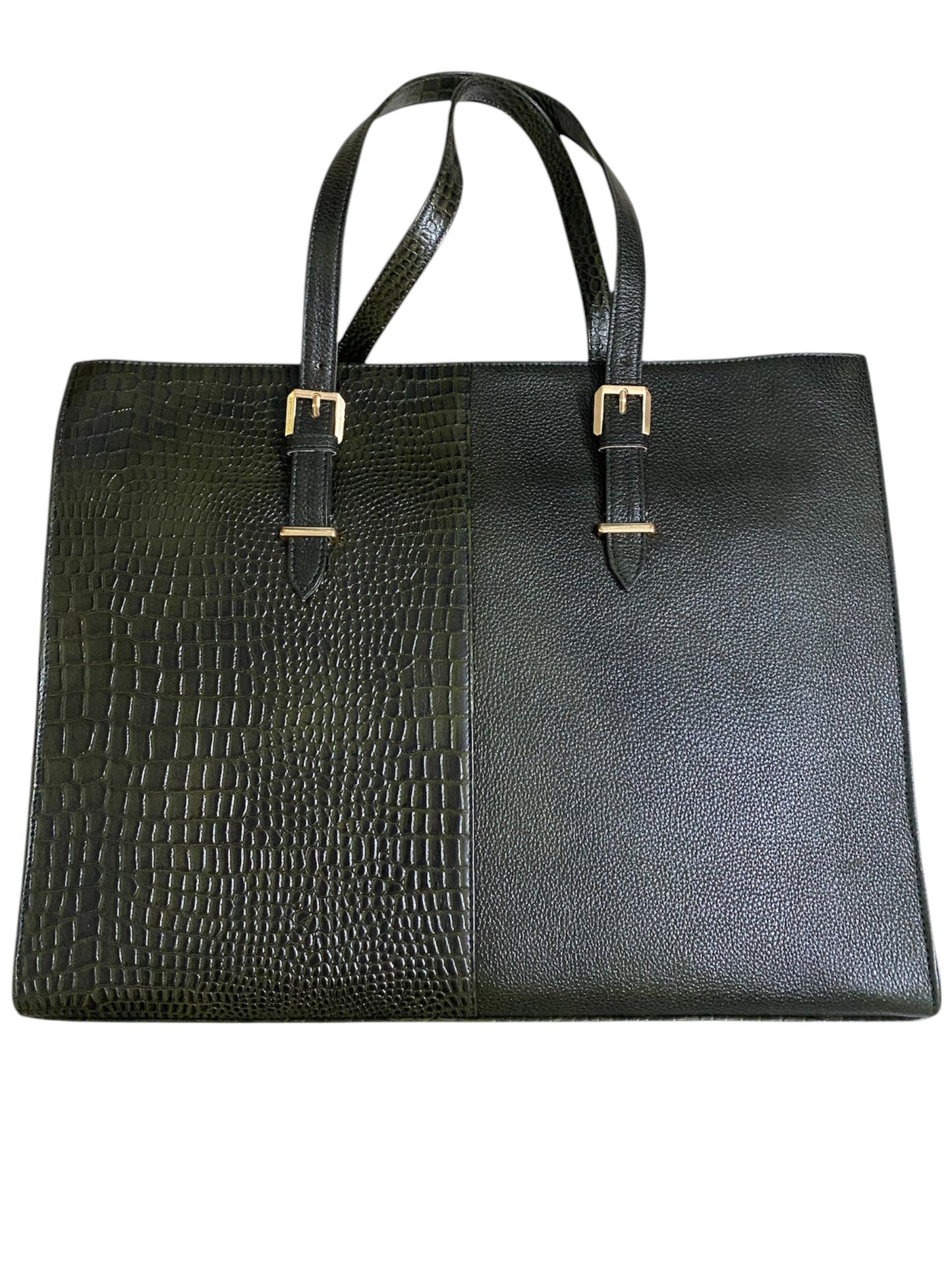 LIDA FASHION Women's Laptop Bag, Croc-Embossed Premium Leather, 14 inch laptop office bag (Green)