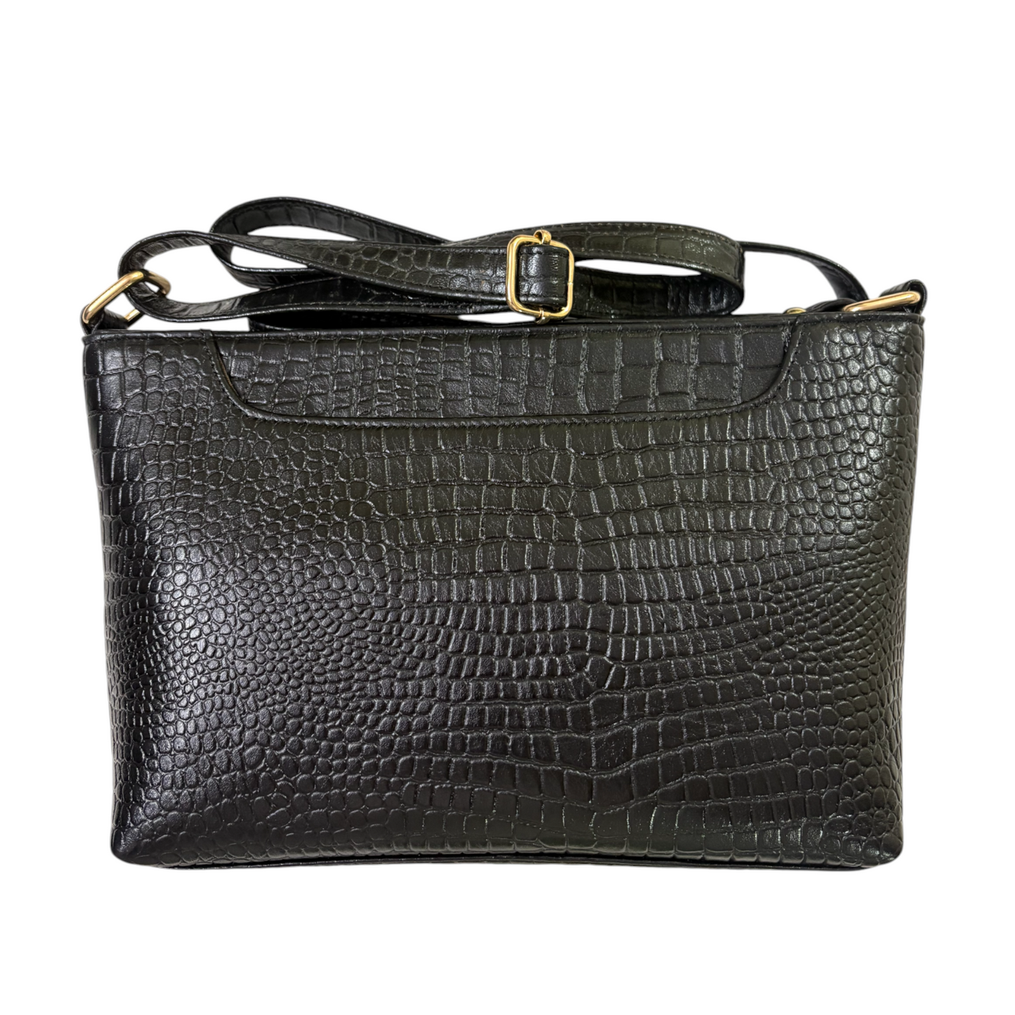 LIDA FASHION Stylish Croc-Embossed Leather Sling Bag for Women | Genuine Leather Crossbody Bag with Adjustable Strap & Spacious Interior | Designer Ladies Shoulder Purse for Travel & Daily Use (Black)