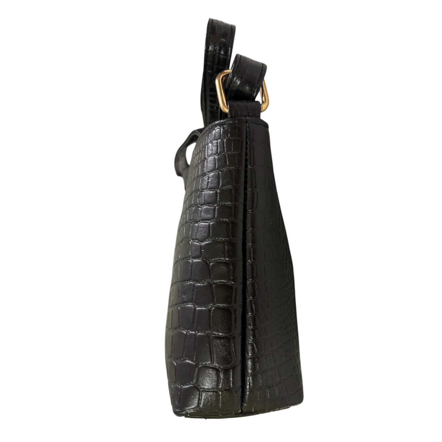 LIDA FASHION Stylish Croc-Embossed Leather Sling Bag for Women | Genuine Leather Crossbody Bag with Adjustable Strap & Spacious Interior | Designer Ladies Shoulder Purse for Travel & Daily Use (Black)