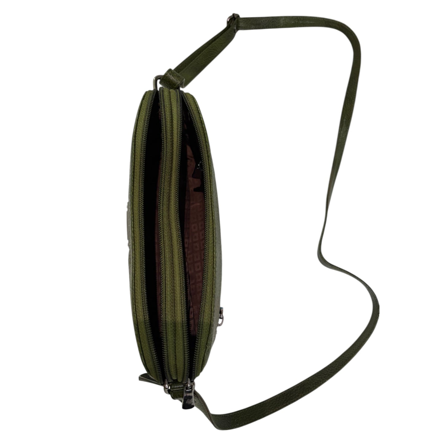 Leather Crossbody Bag, Olive Green, Multiple Compartments, Adjustable Strap (Olive Green)