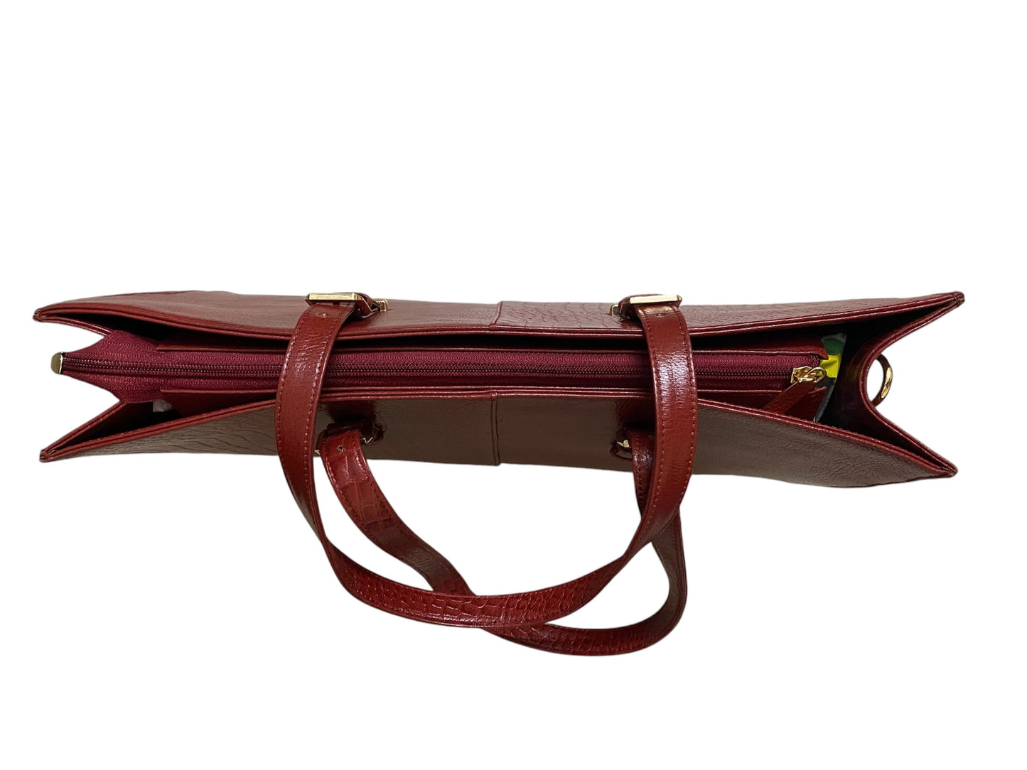 LIDA FASHION Women's Laptop Bag, Croc-Embossed Premium Leather, 14 inch laptop office bag (Maroon)