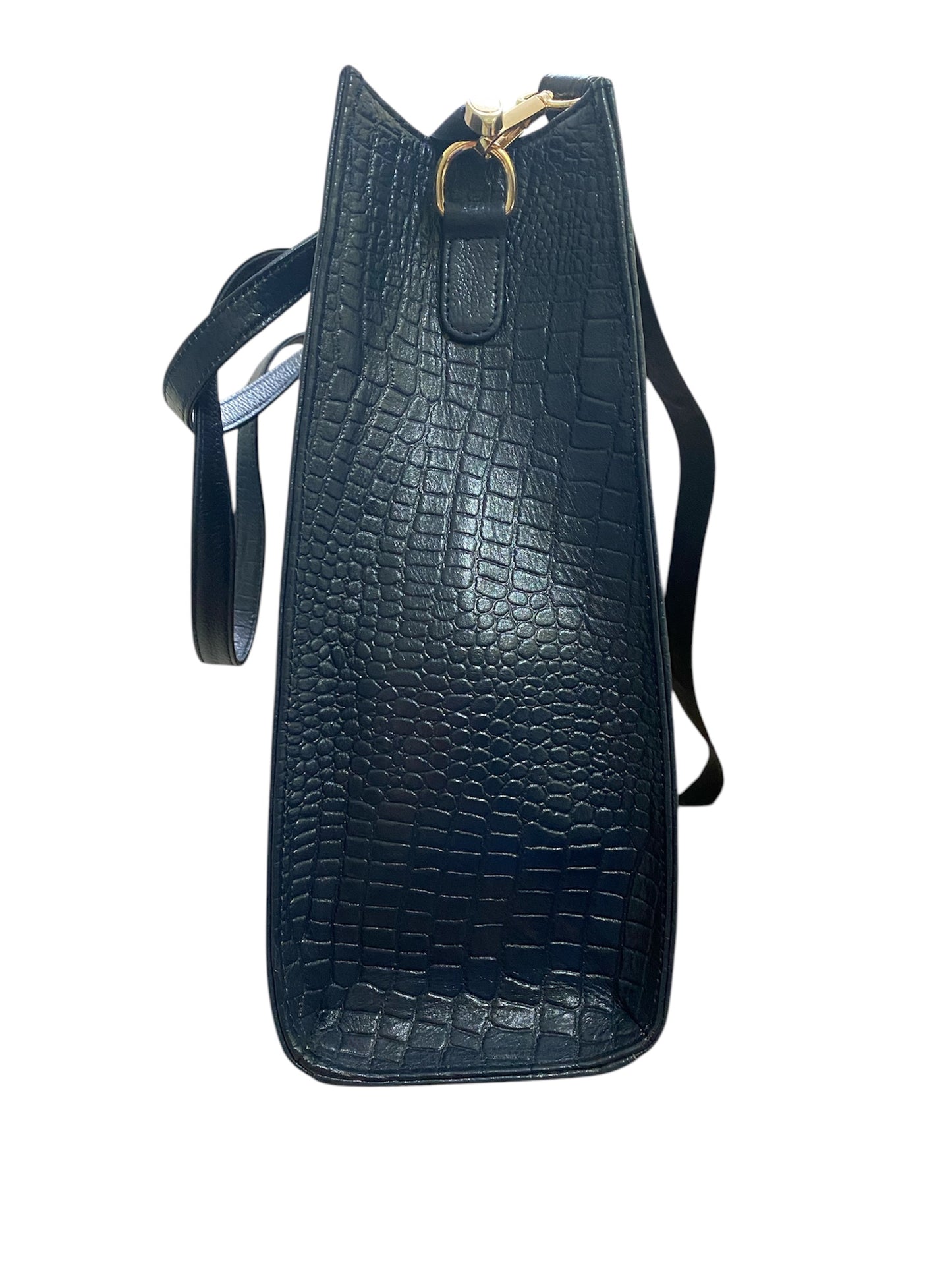 LIDA FASHION Women's Laptop Bag, Croc-Embossed Premium Leather, 14 inch laptop office bag (Blue)