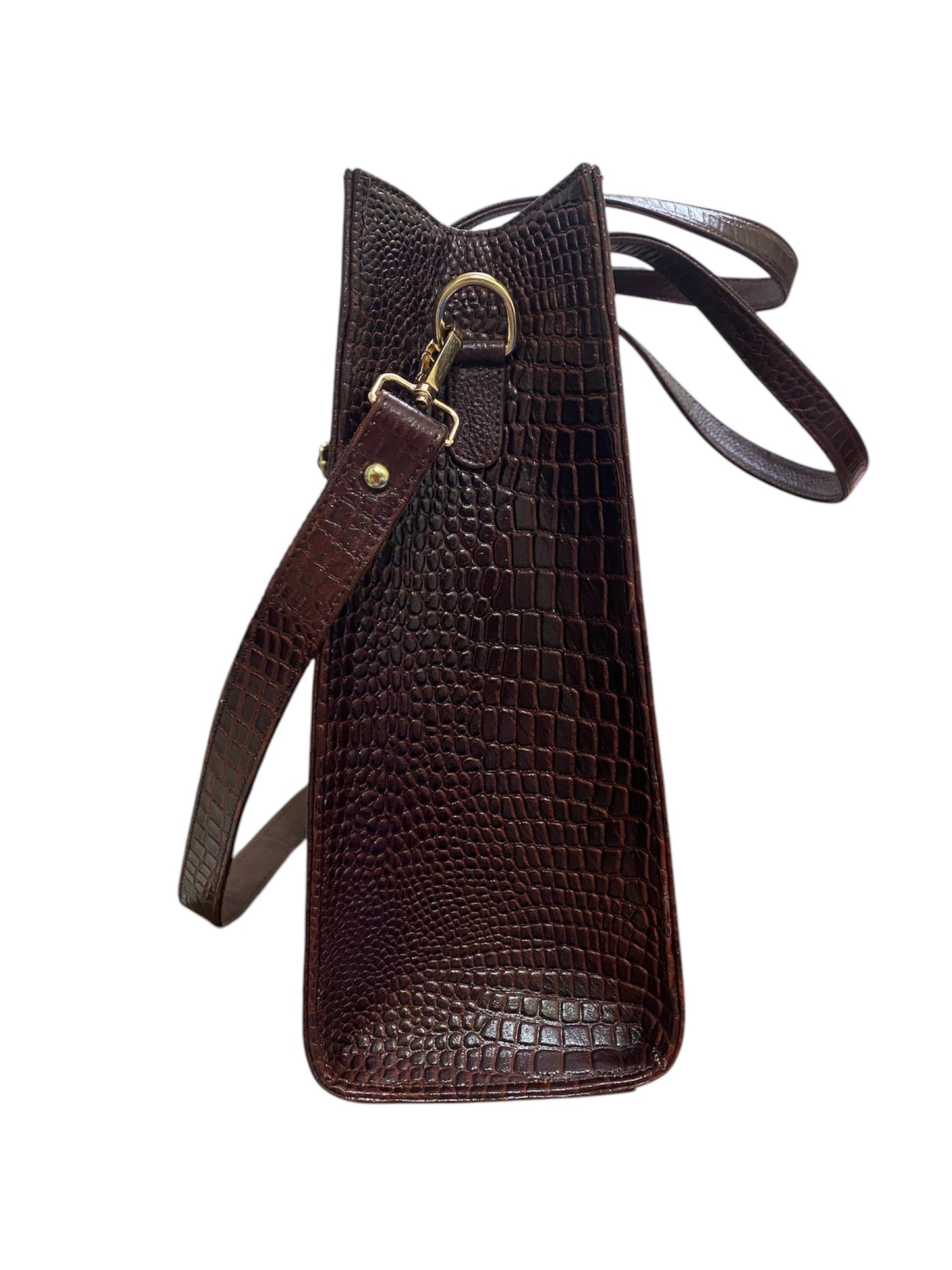 LIDA FASHION Women's Laptop Bag, Croc-Embossed Premium Leather, 14 inch laptop office bag (Brown)