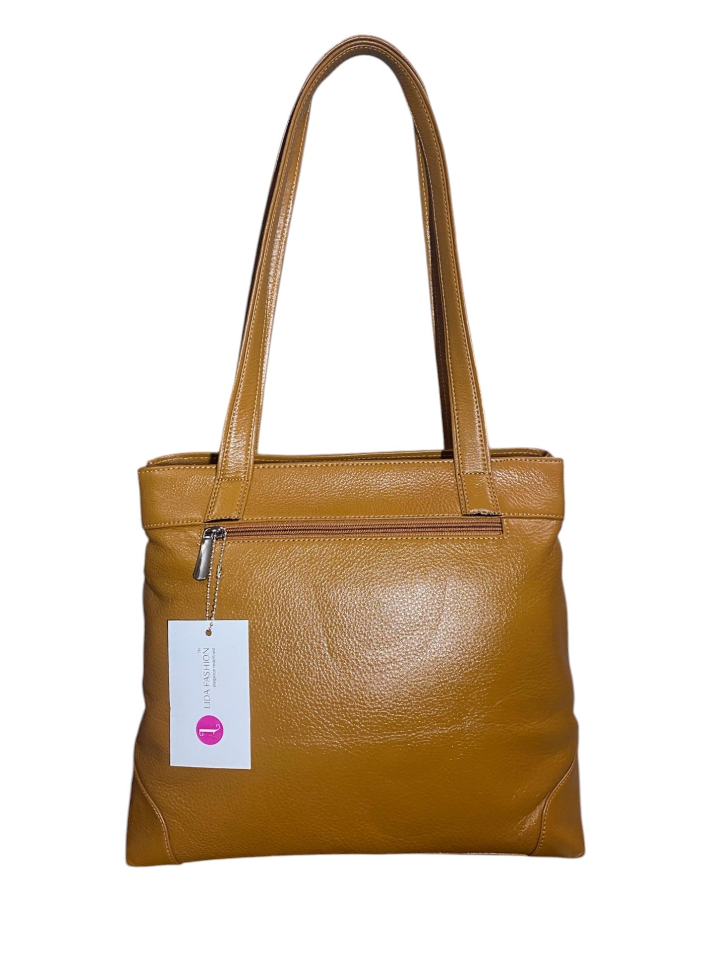 LIDA FASHION Trendy Leather Utility Tote Bag for Women, Tan Brown