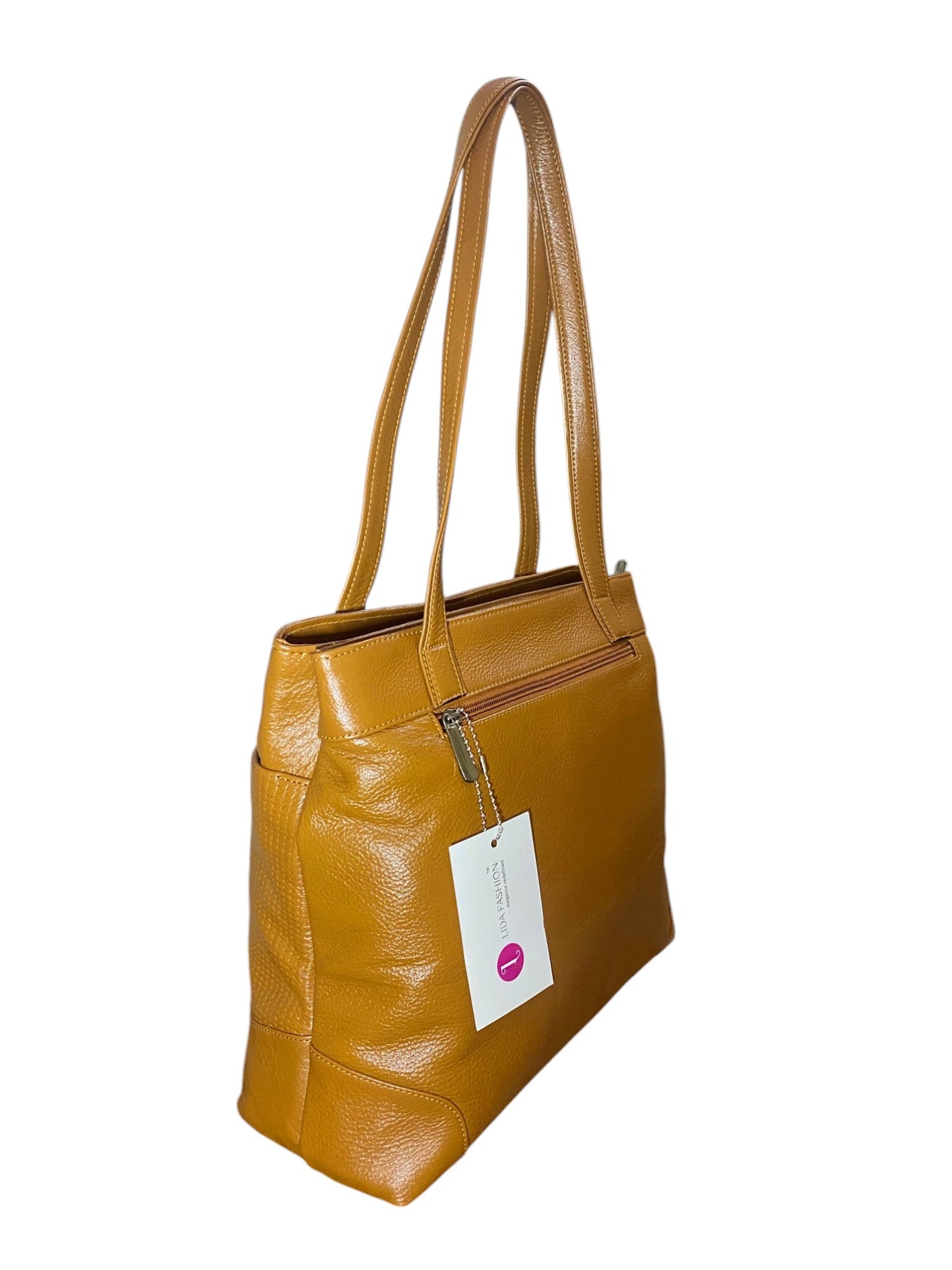 LIDA FASHION Trendy Leather Utility Tote Bag for Women, Tan Brown