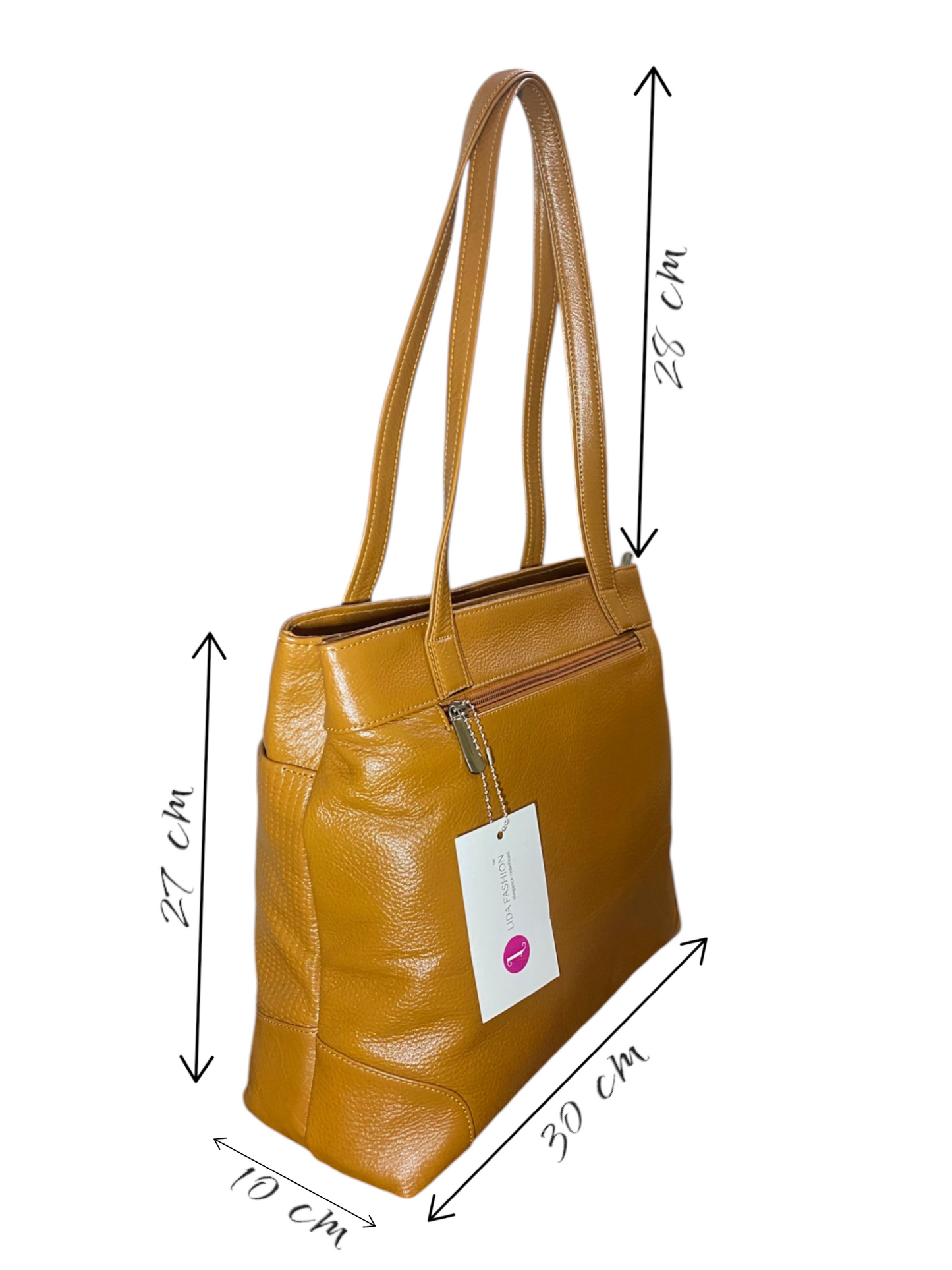 LIDA FASHION Trendy Leather Utility Tote Bag for Women, Tan Brown
