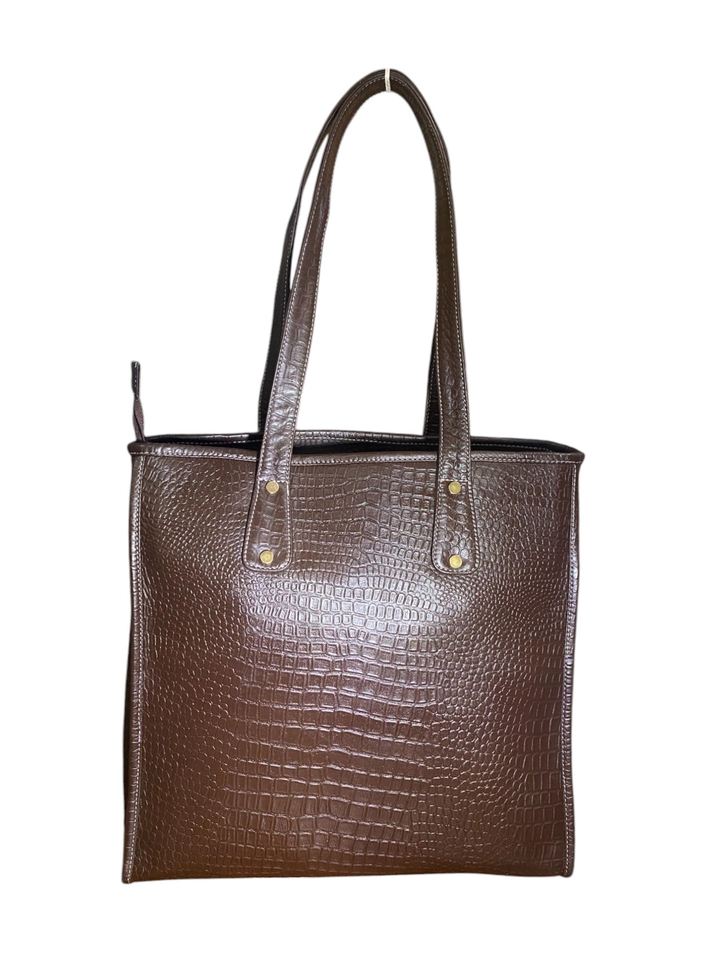 LIDA FASHION Trendy Croc-Embossed Leather Utility Tote Bag for Women, Brown