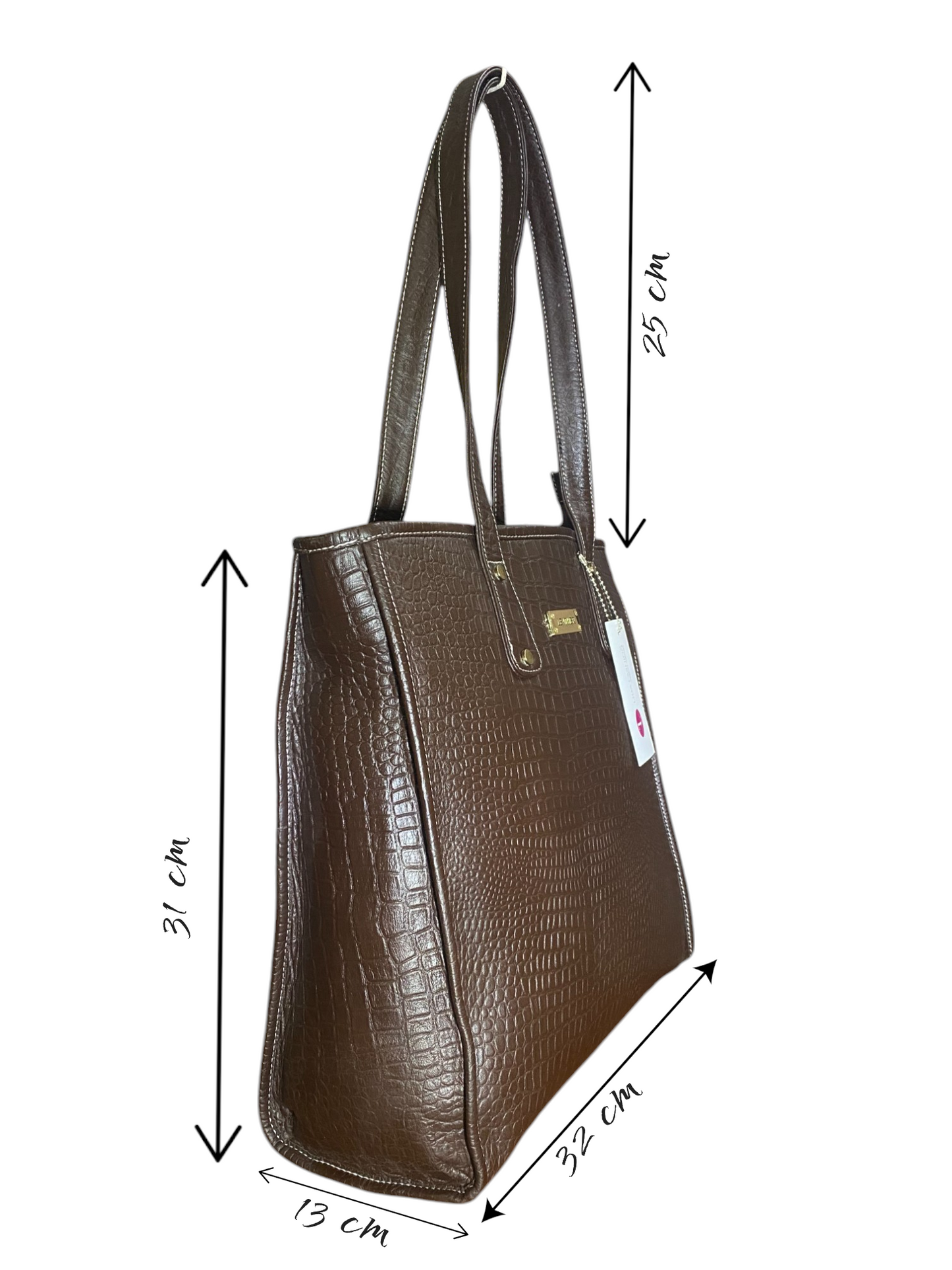 LIDA FASHION Trendy Croc-Embossed Leather Utility Tote Bag for Women, Brown