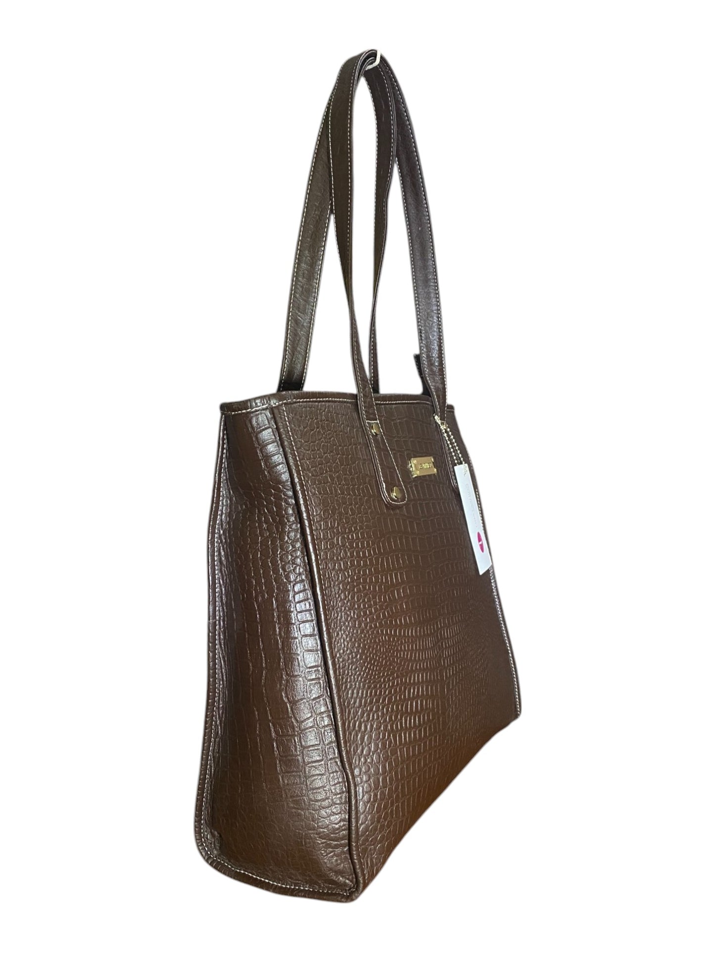 LIDA FASHION Trendy Croc-Embossed Leather Utility Tote Bag for Women, Brown