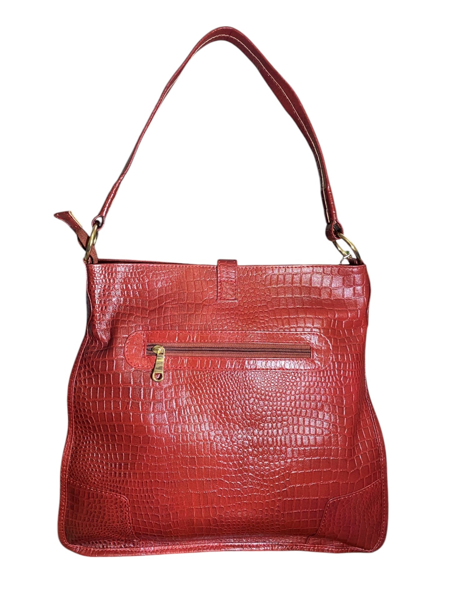 LIDA FASHION Trendy Croc-Embossed Leather Utility Bag for Women, Maroon