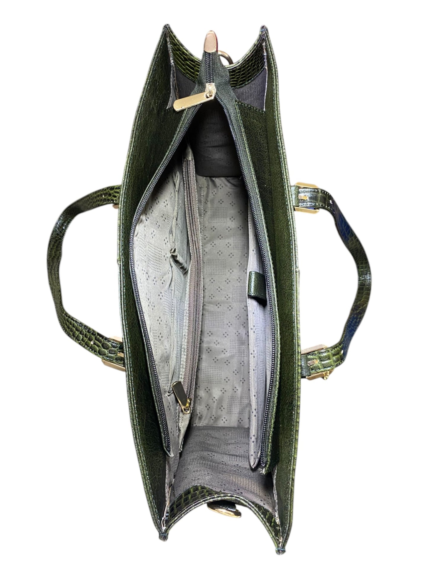 LIDA FASHION Women's Laptop Bag, Croc-Embossed Premium Leather, 14 inch laptop office bag (Green)