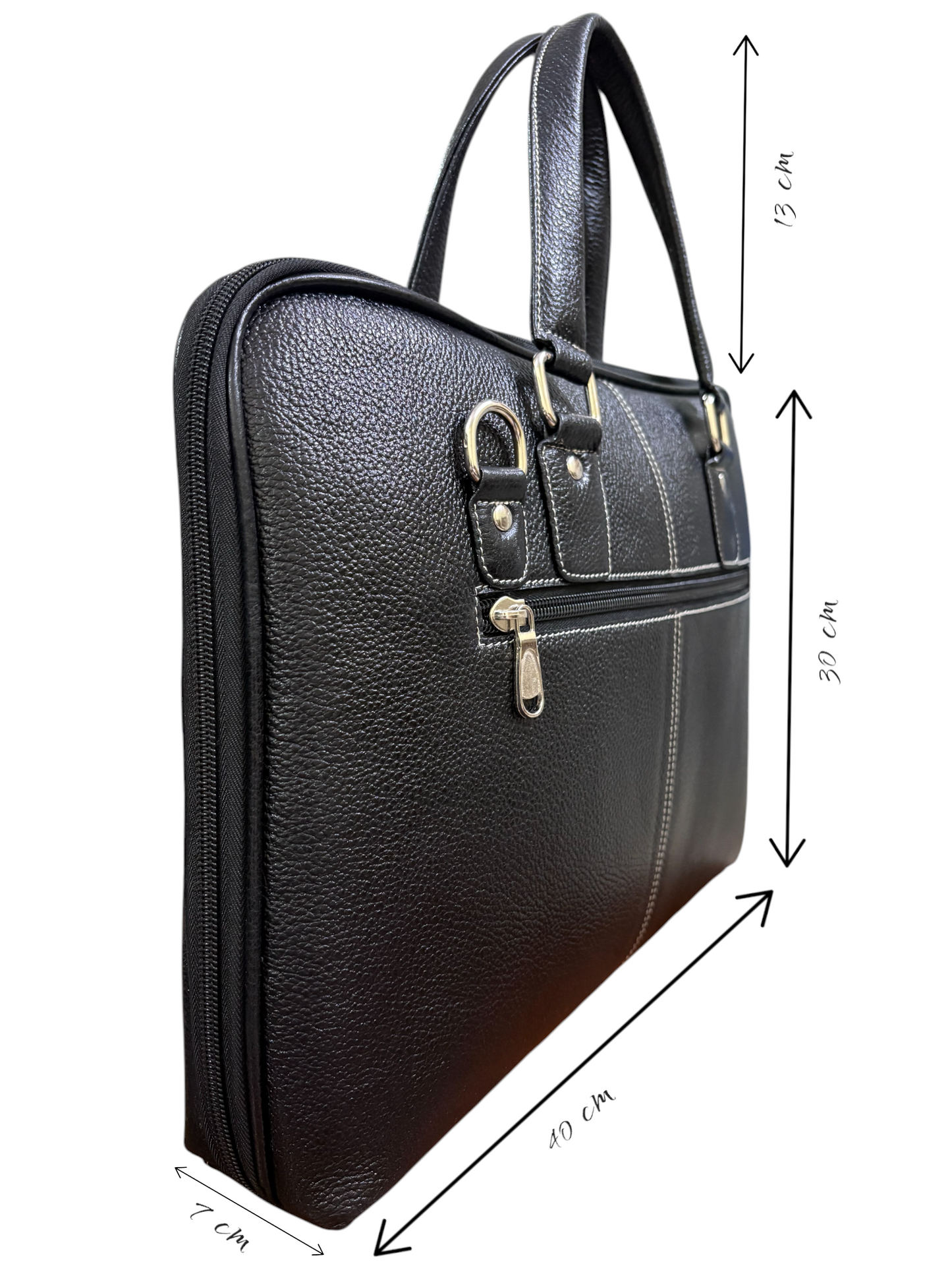 Genuine Leather Laptop Bag for Men & Women | 14-Inch Professional Office Briefcase with Adjustable Strap & Compartments | Laptop Bag for Business, Travel, Daily Use – Black