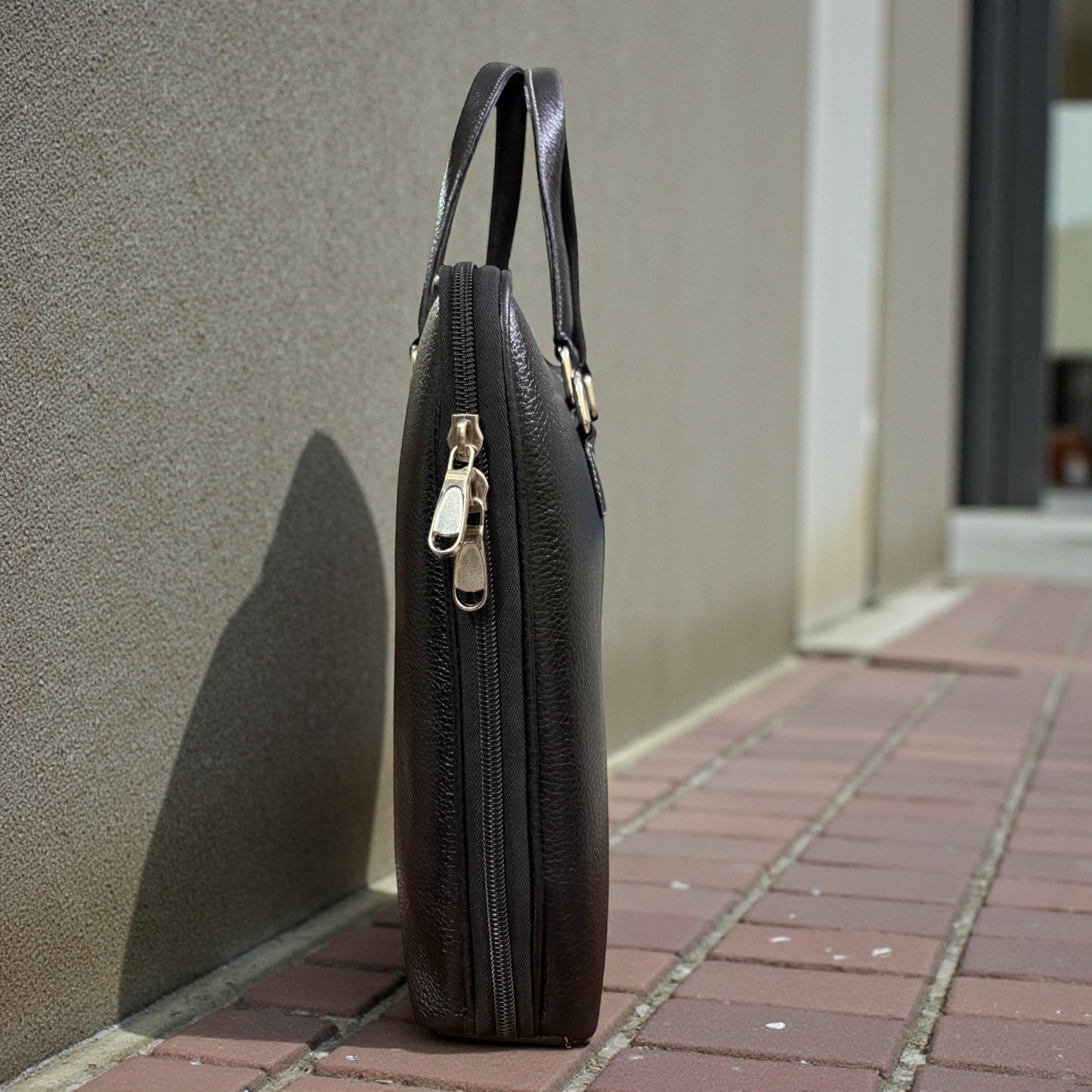 Genuine Leather Laptop Bag for Men & Women | 14-Inch Professional Office Briefcase with Adjustable Strap & Compartments | Laptop Bag for Business, Travel, Daily Use – Black