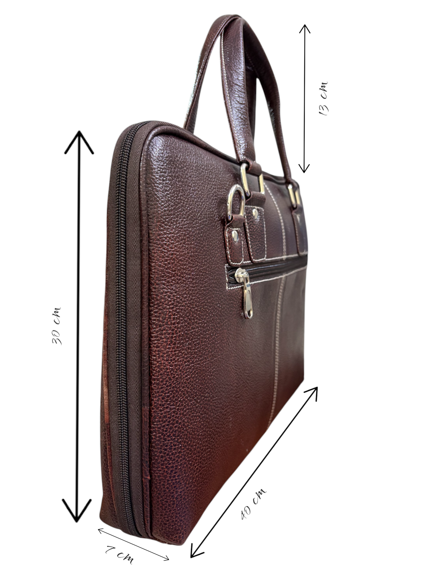 Pure Leather Laptop Bag for Men & Women – 14-Inch Office Bag in Brown with Multiple Compartments, Adjustable Strap, Premium Finish & Contrast Stitching | Unisex Professional Work Satchel - Brown