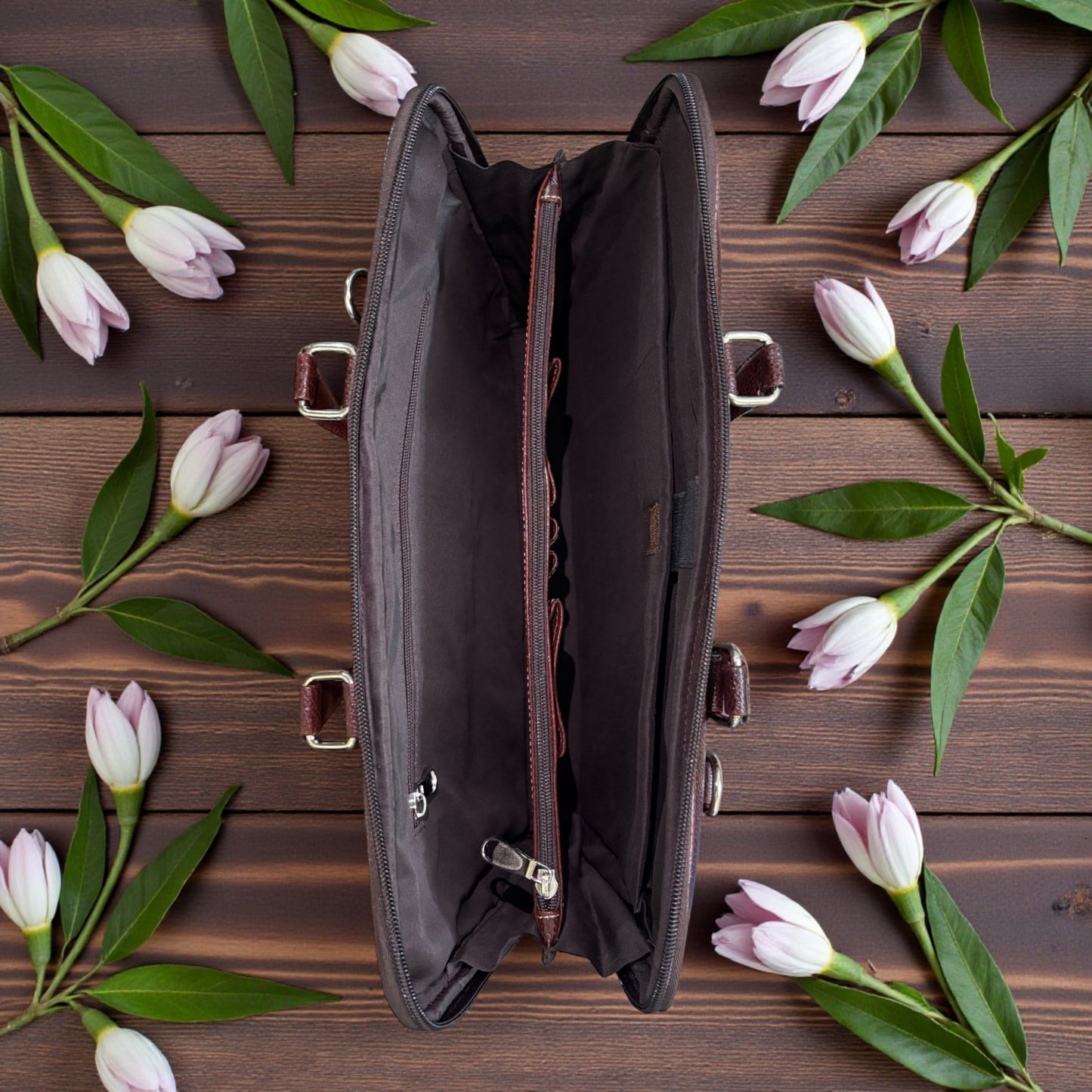 Pure Leather Laptop Bag for Men & Women – 14-Inch Office Bag in Brown with Multiple Compartments, Adjustable Strap, Premium Finish & Contrast Stitching | Unisex Professional Work Satchel - Brown