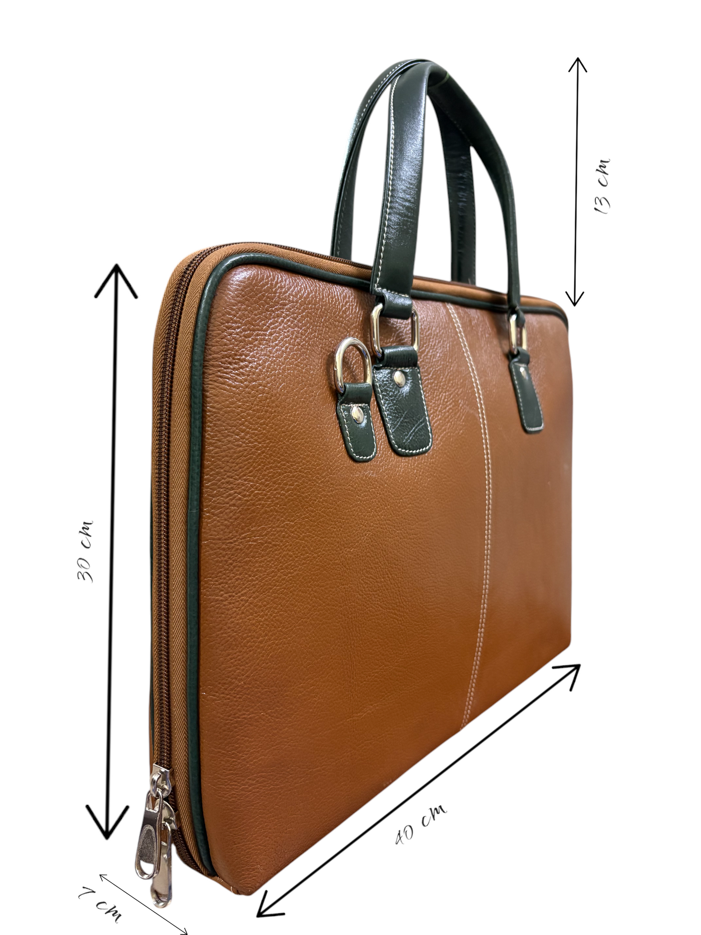 Pure Leather Laptop Bag for Men & Women | Premium 14-Inch Work Office Handbag with Adjustable Strap, Multi Compartments | Stylish Leather Laptop Briefcase – Yellow & Green