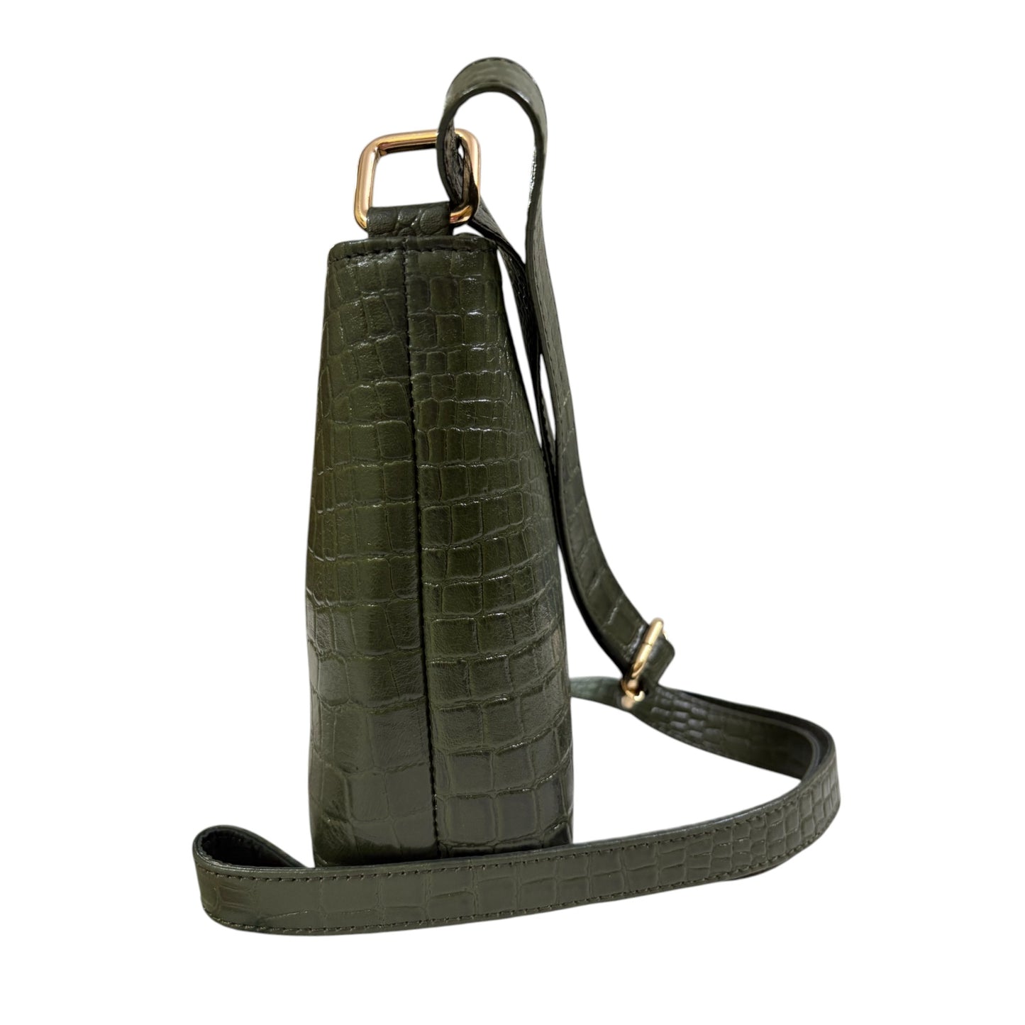 LIDA FASHION Womens Olive Green Leather Sling Bag | Crocodile-Embossed Genuine Leather Crossbody Purse with Adjustable Strap | Compact Yet Spacious for Casual & Party | Stylish & Durable