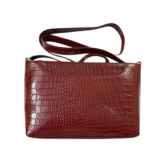 LIDA FASHION Stylish Croc-Embossed Leather Sling Bag for Women – Maroon Crossbody Purse with Adjustable Strap & Spacious Interior | Genuine Leather Everyday Shoulder Bag for Work, Travel & Casual Use