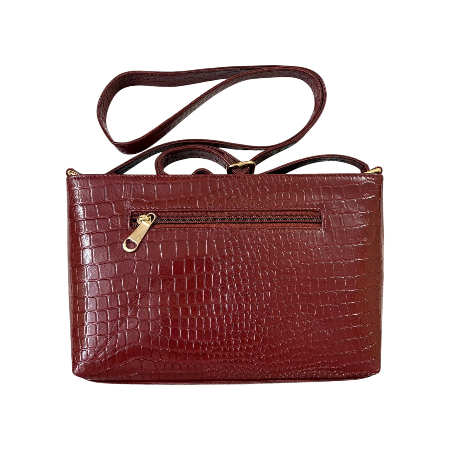 Stylish Croc-Embossed Leather Sling Bag for Women – Maroon Crossbody Purse with Adjustable Strap & Spacious Interior | Genuine Leather Everyday Shoulder Bag for Work, Travel & Casual Use (Maroon)