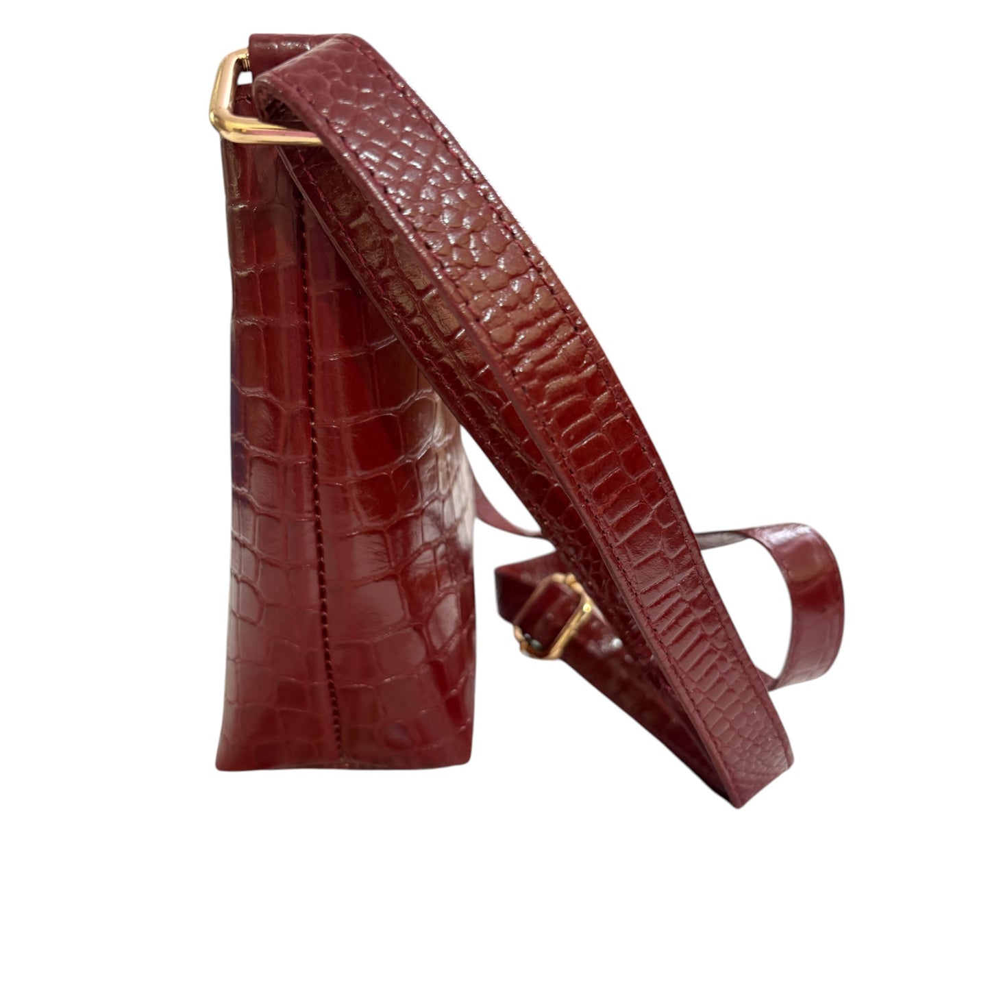 Stylish Croc-Embossed Leather Sling Bag for Women – Maroon Crossbody Purse with Adjustable Strap & Spacious Interior | Genuine Leather Everyday Shoulder Bag for Work, Travel & Casual Use (Maroon)