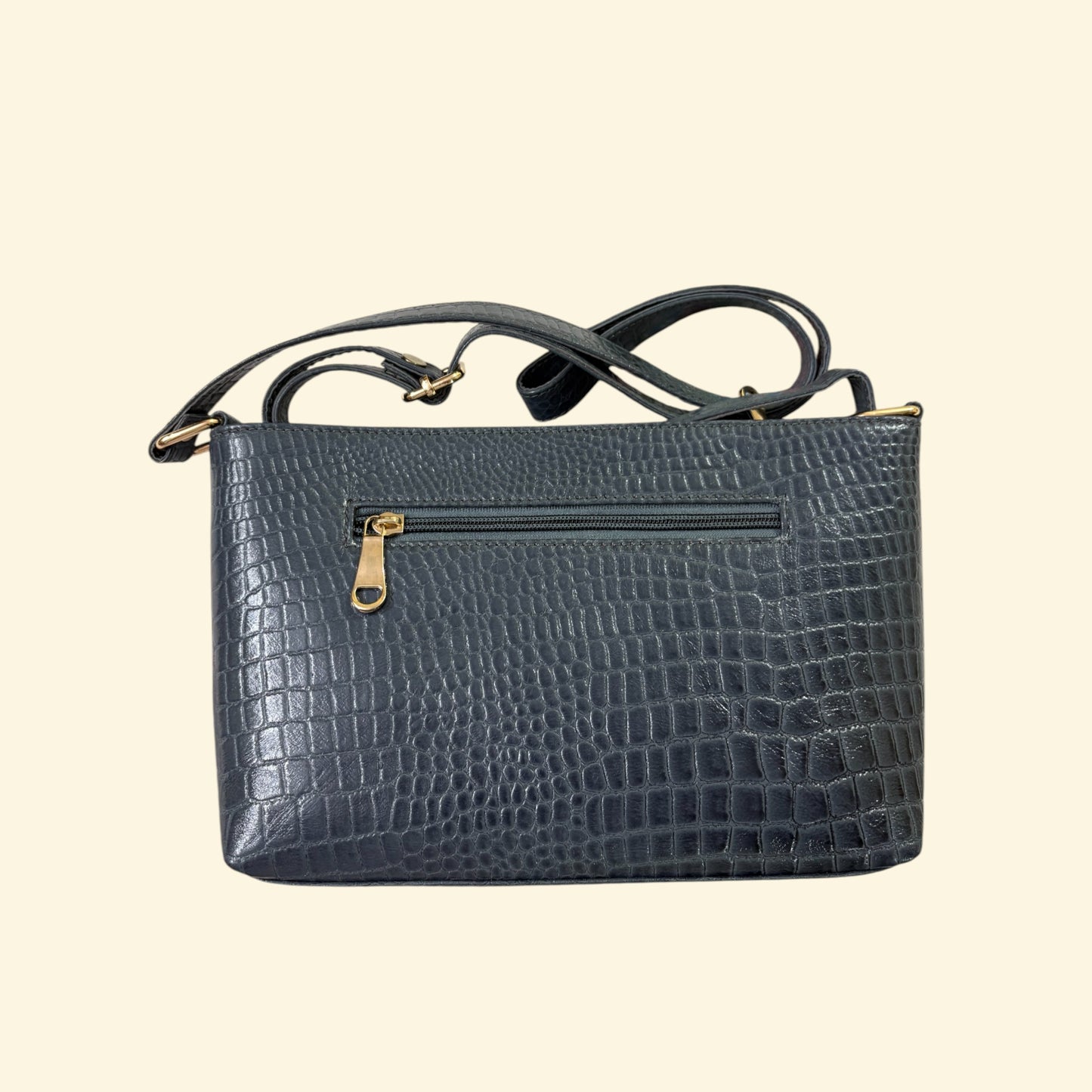 Stylish Crocodile-Pattern Leather Sling Bag for Women | Designer Small Crossbody Shoulder Bag with Adjustable Strap | Trendy Ladies Purse for Office, Travel & Daily Use (Greyish Blue)