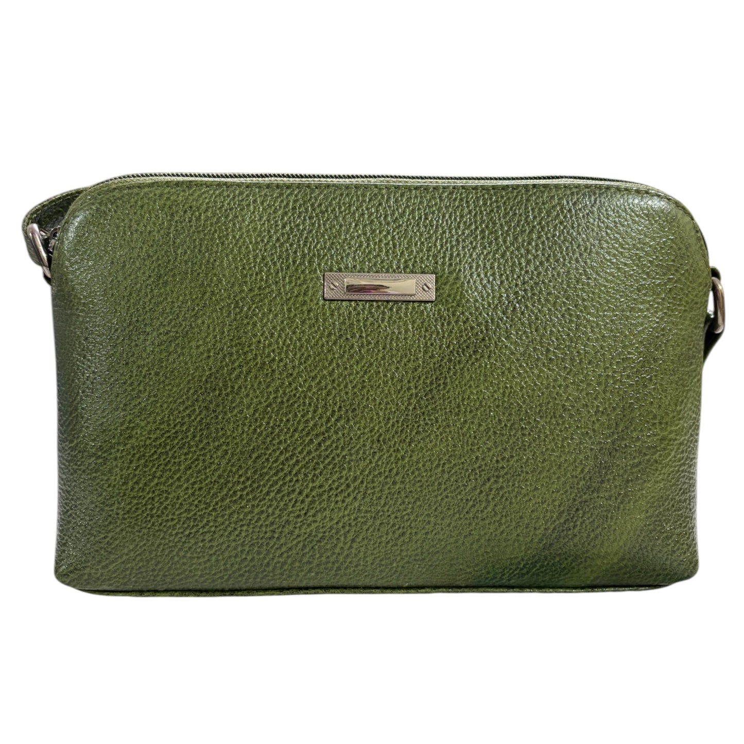 Leather Crossbody Bag, Olive Green, Multiple Compartments, Adjustable Strap (Olive Green)
