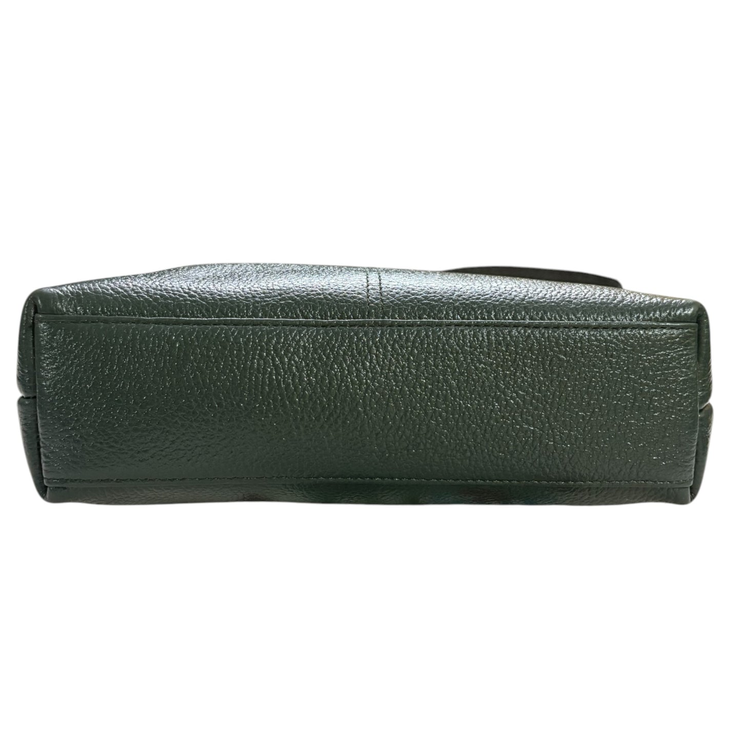 Compact Crossbody Bag, Dark Green Genuine Leather, Multi-Compartment with Gold Hardware (Green)
