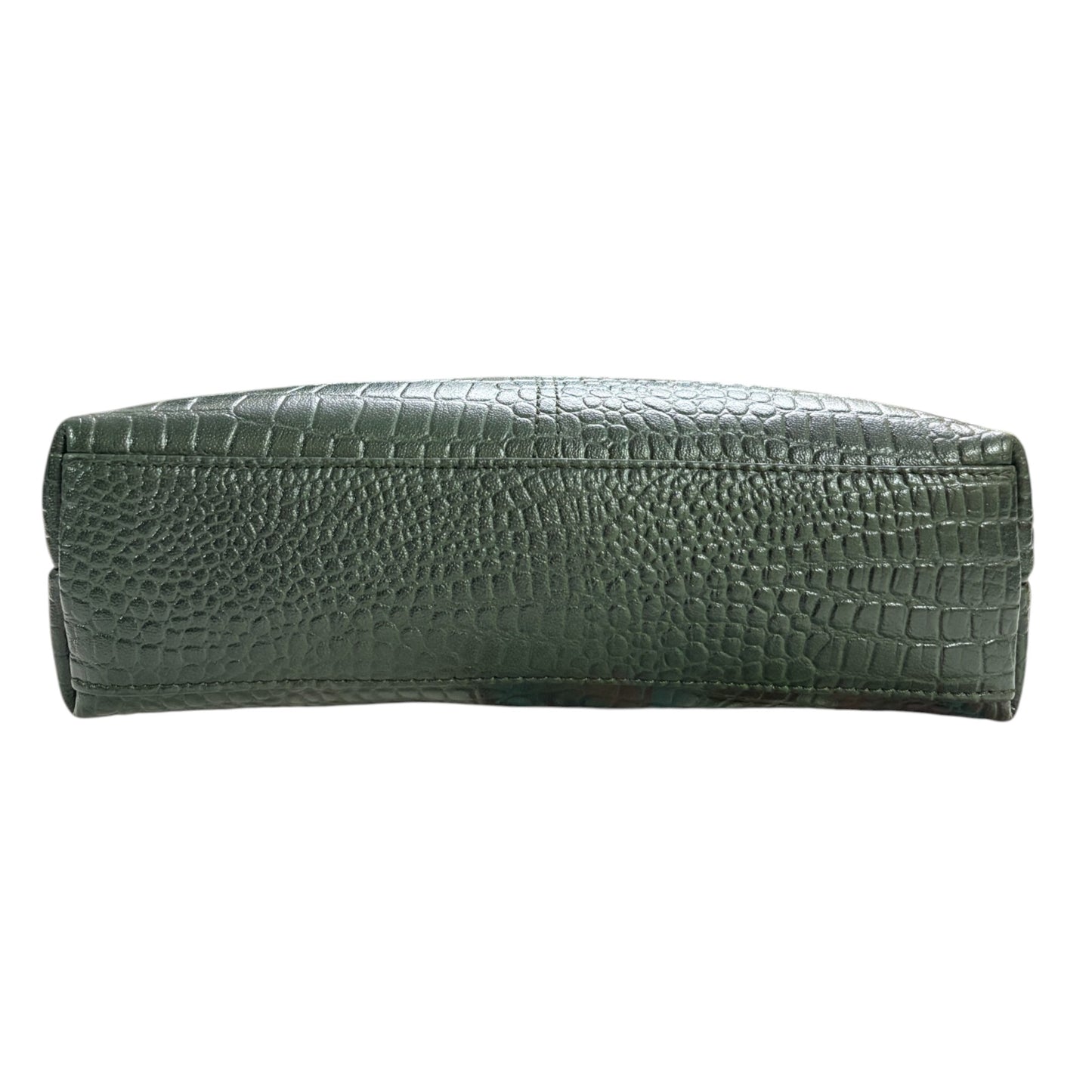 Compact Crossbody Bag, Crocodile Design, Dark Green Genuine Leather, Multi-Compartment with Gold Hardware (Dark Green)