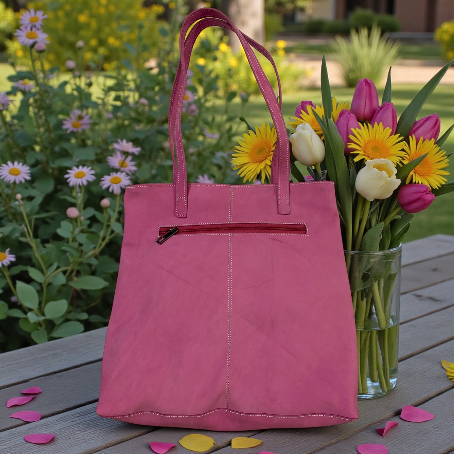 Large Capacity Daily Lifestyle Tote Bag - Modern Mauve with Dual Carry Handles (Pink)