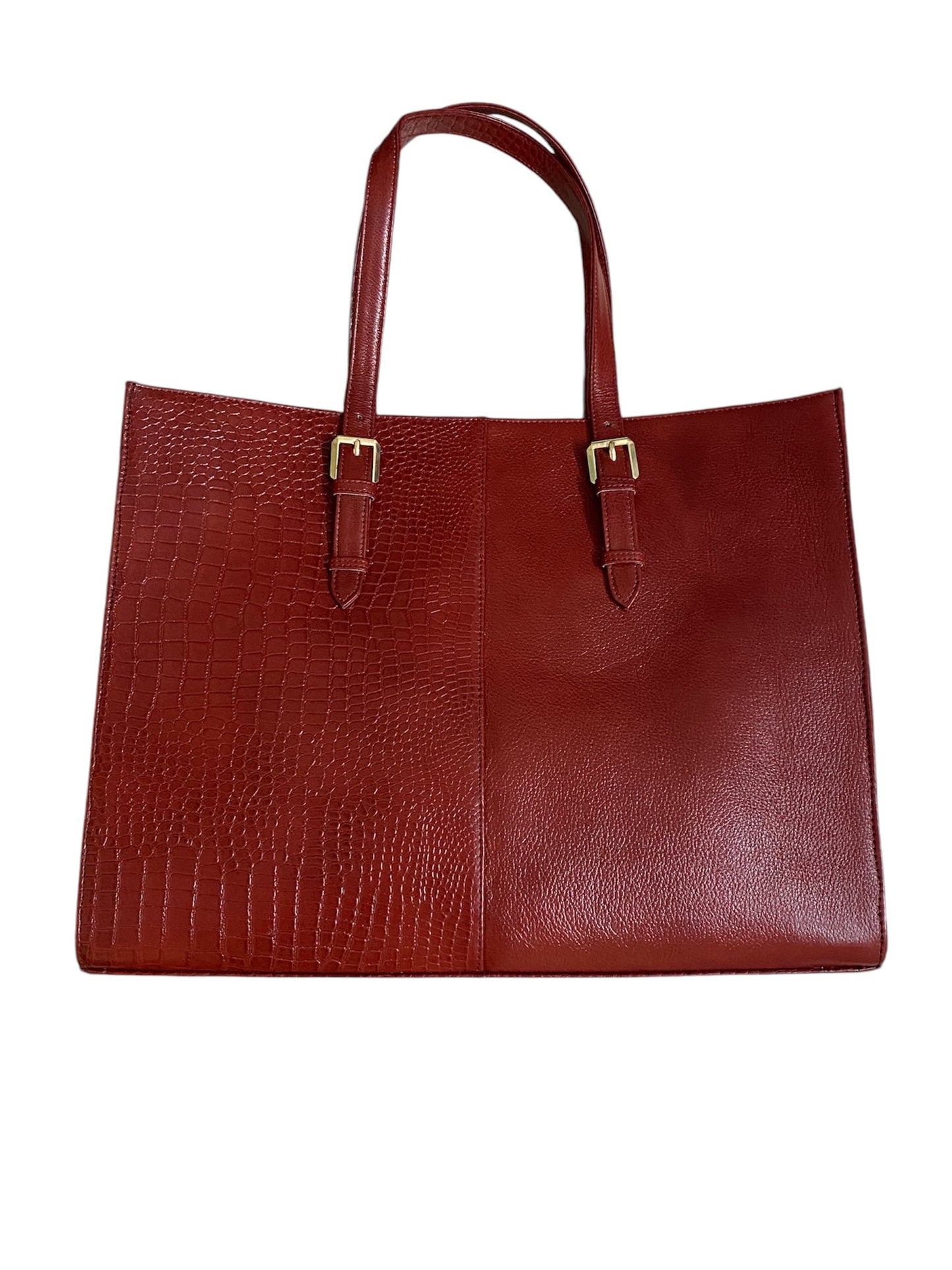 Leather laptop bag for ladies - maroon