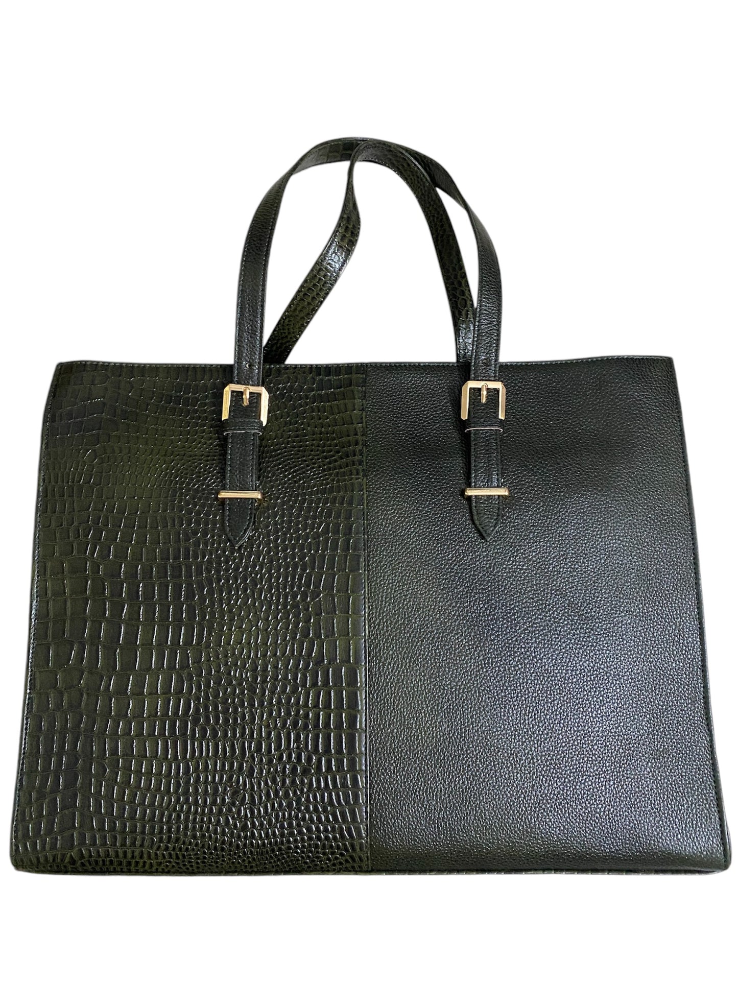 Leather laptop bag for ladies - green