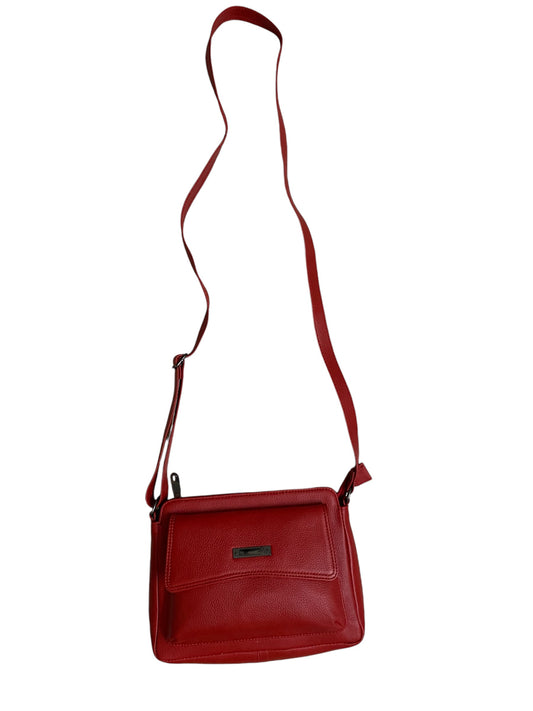 Leather sling bag for ladies - red