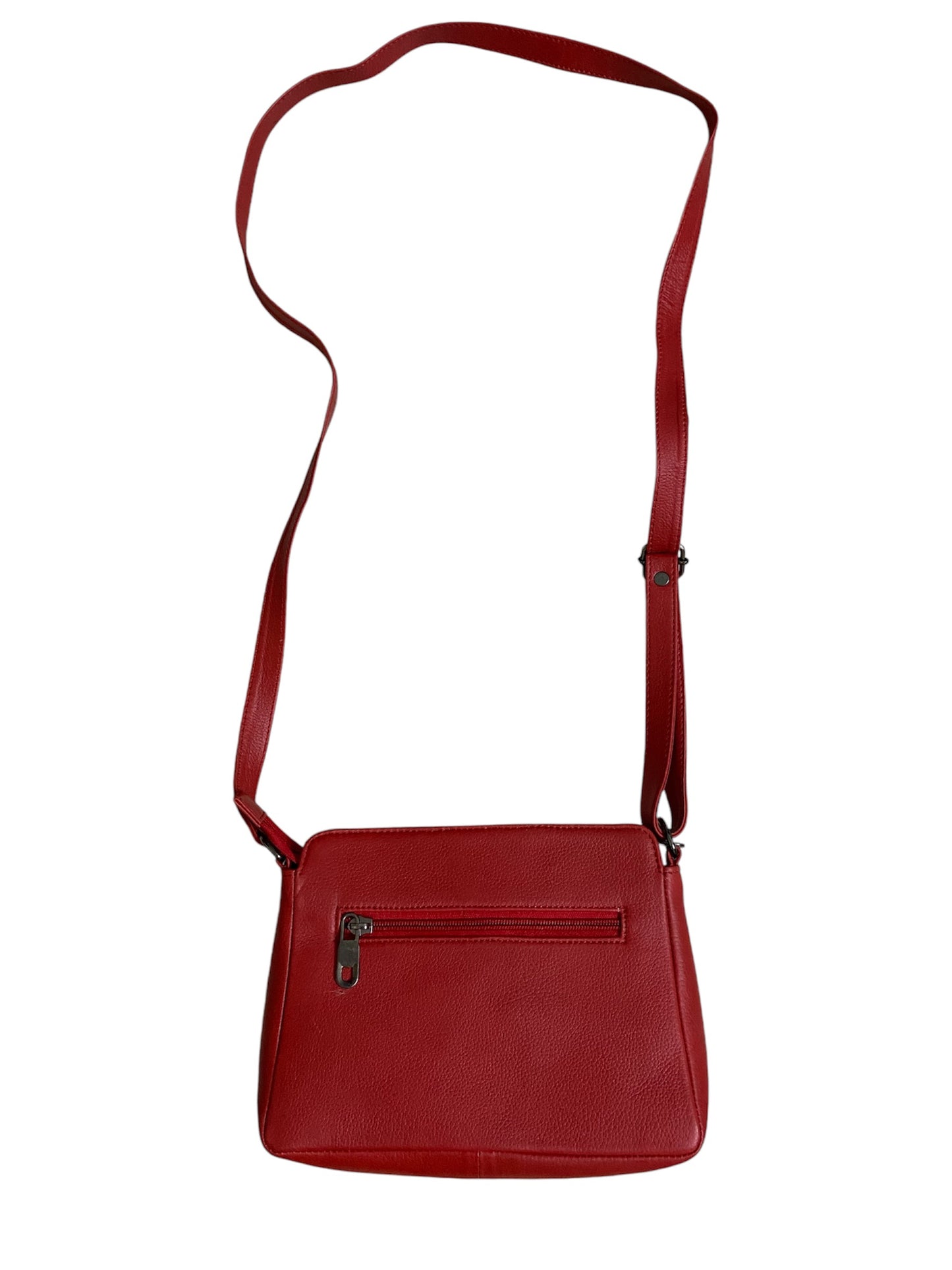 Leather sling bag for ladies - red