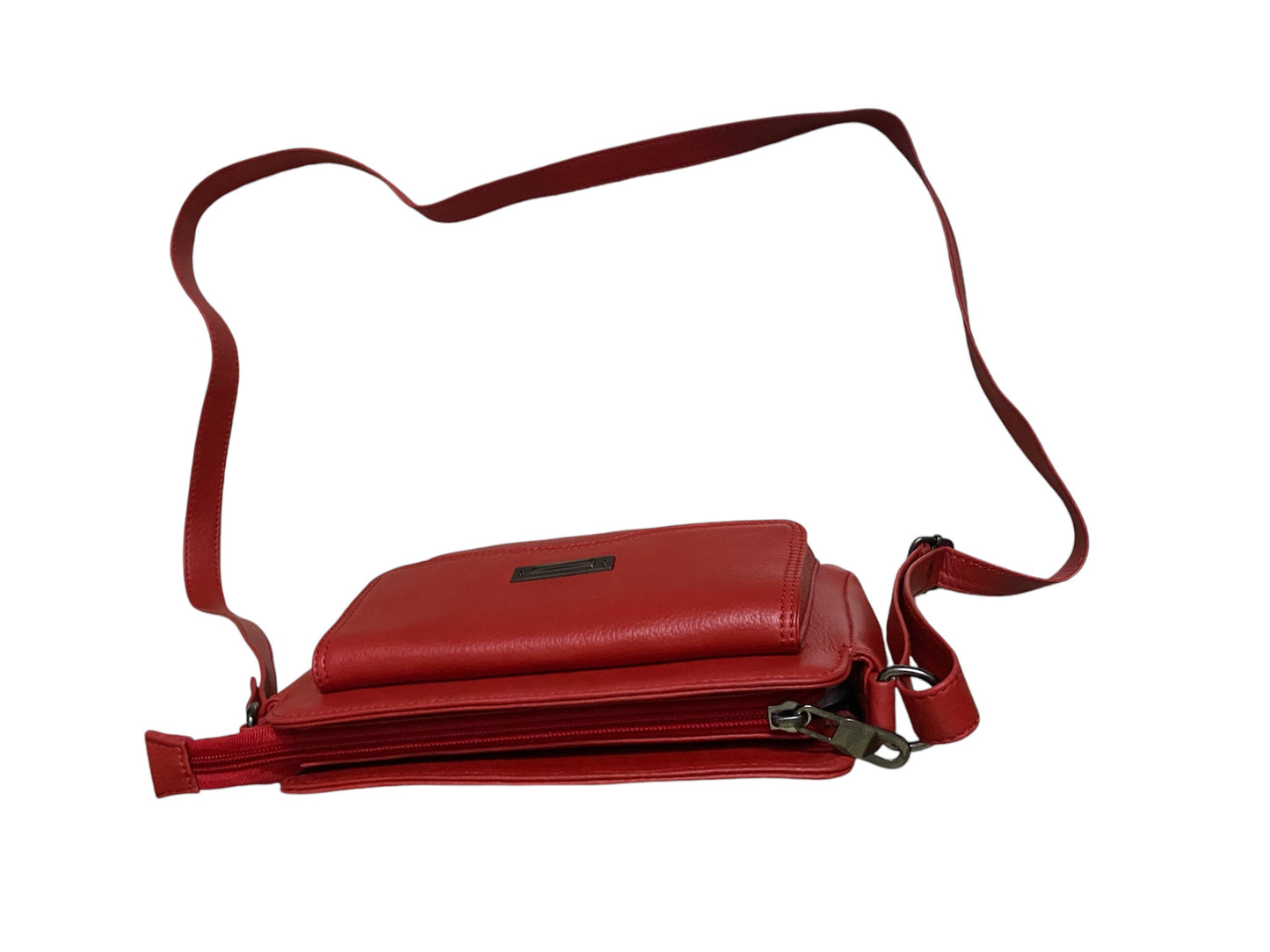 Leather sling bag for ladies - red