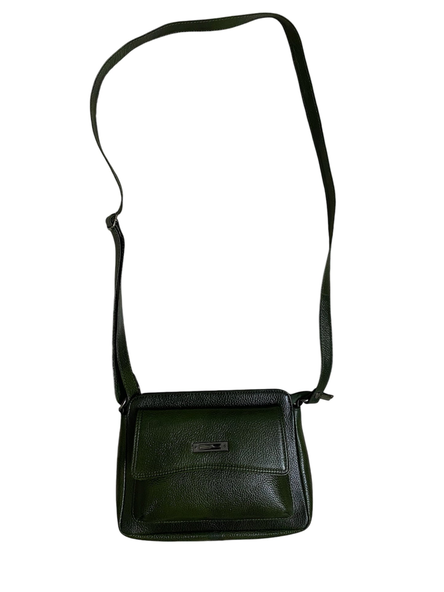 Leather sling bag for ladies - dark green