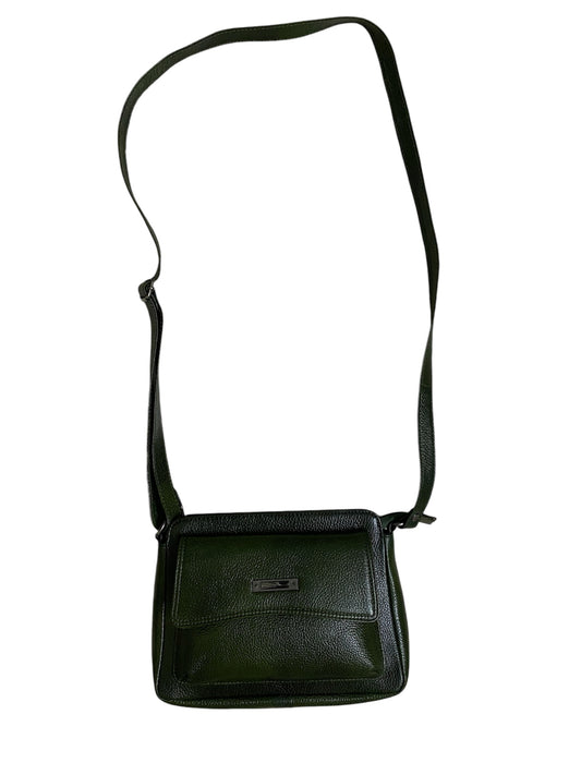 Leather sling bag for ladies - dark green