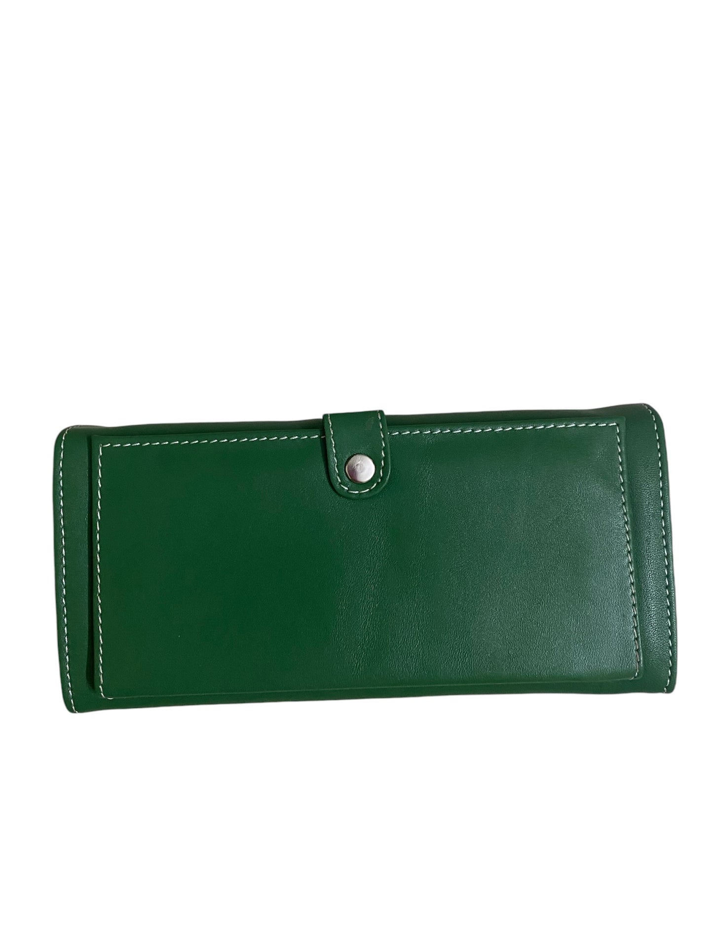 Leather stylish hand wallet for ladies - bottle green