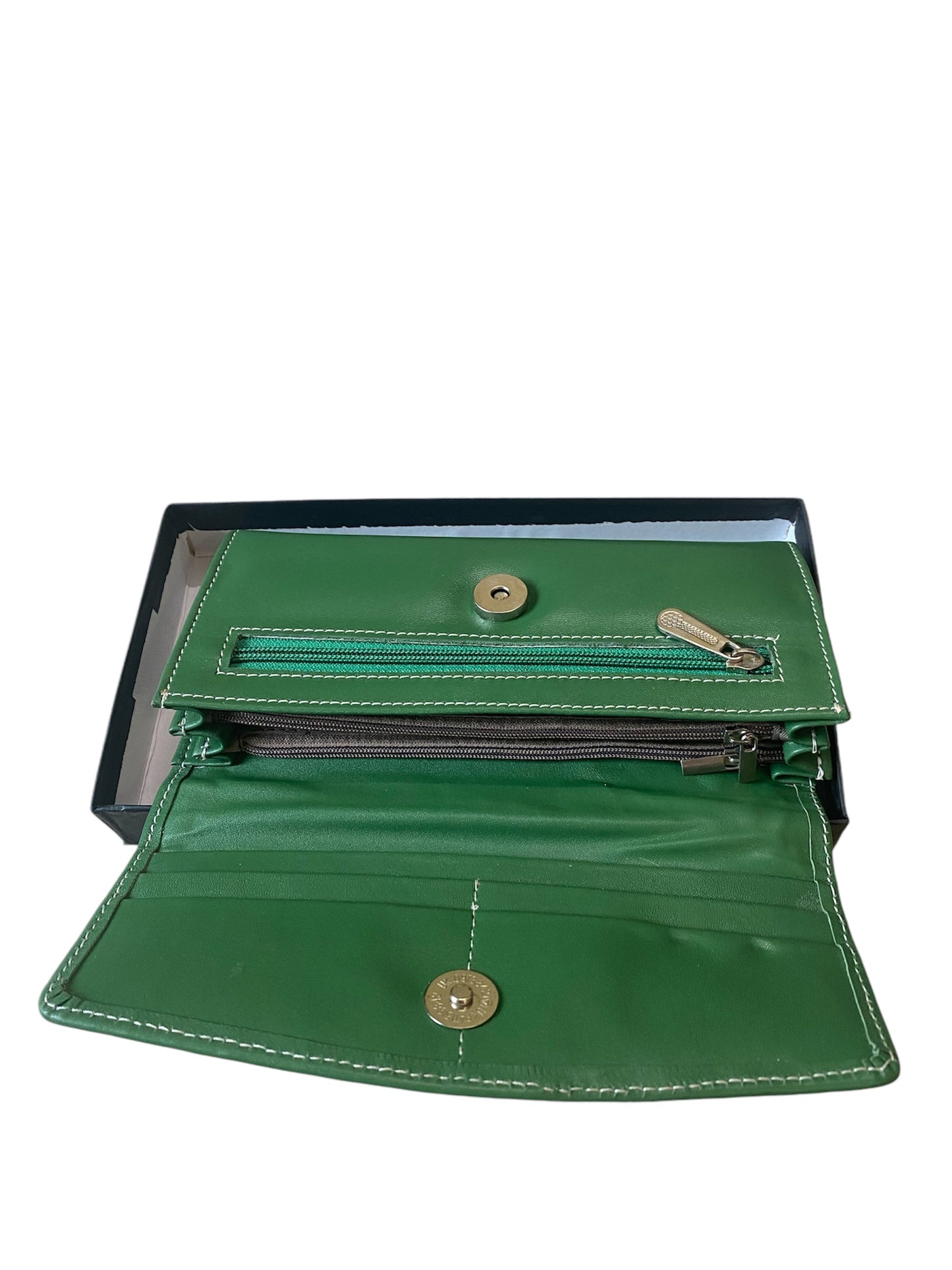 Leather stylish hand wallet for ladies - bottle green