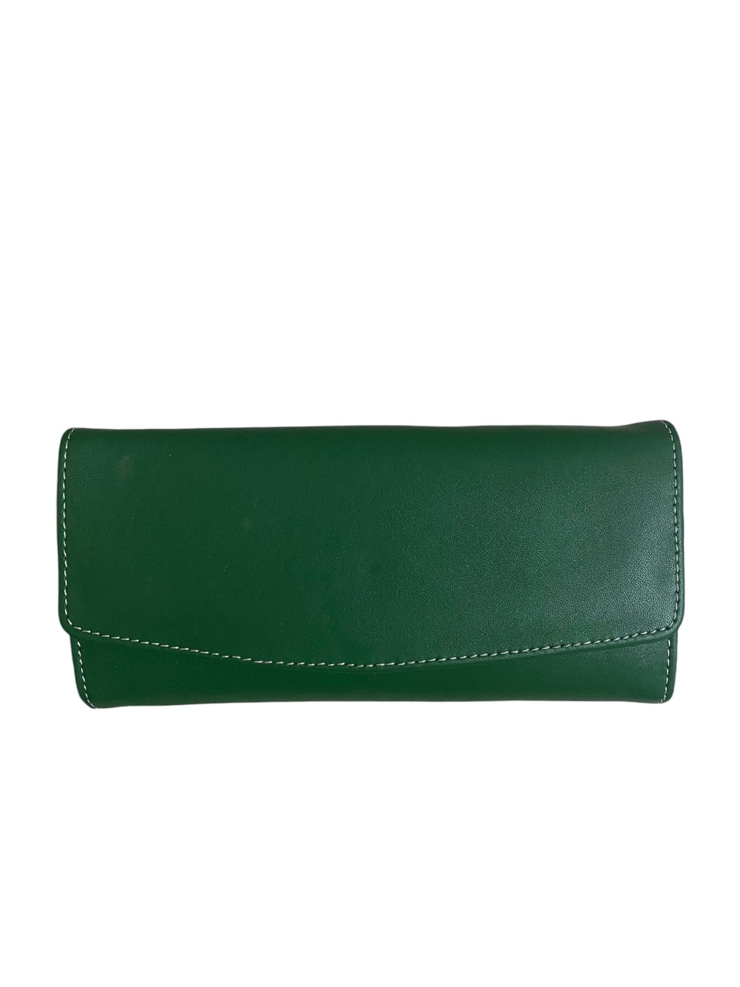 Leather stylish hand wallet for ladies - bottle green