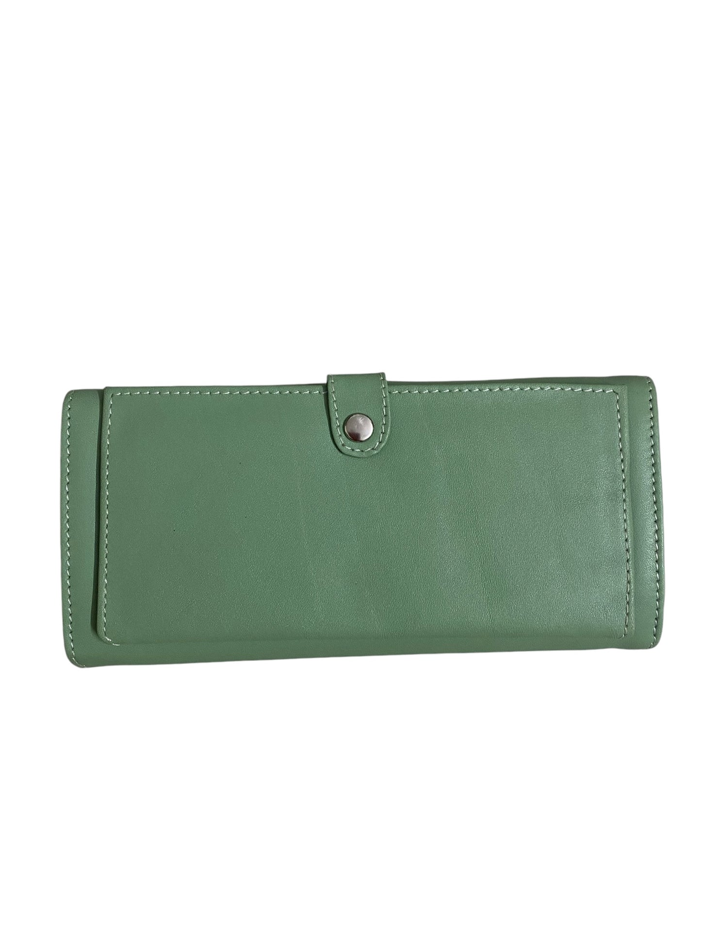 Leather stylish hand wallet for ladies - fall green