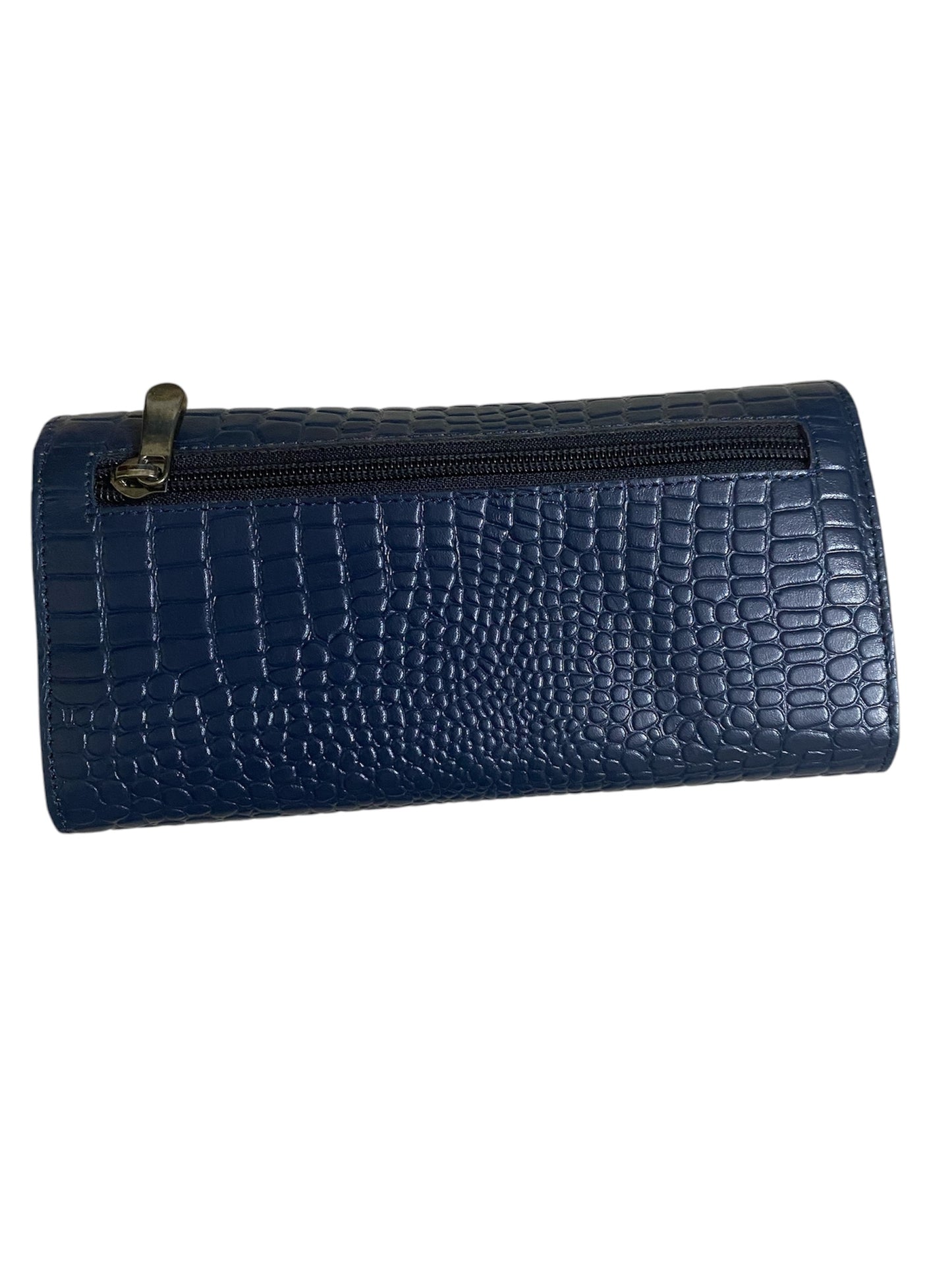 Leather stylish hand wallet for ladies - navy blue