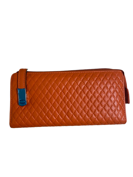 Leather stylish hand wallet for ladies - orange