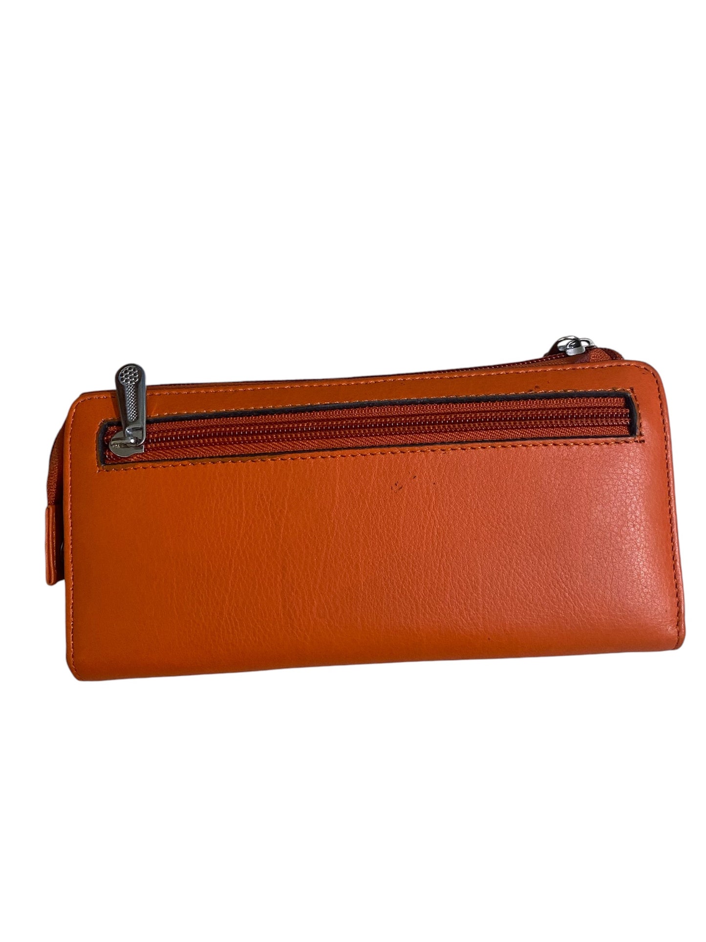 Leather stylish hand wallet for ladies - orange