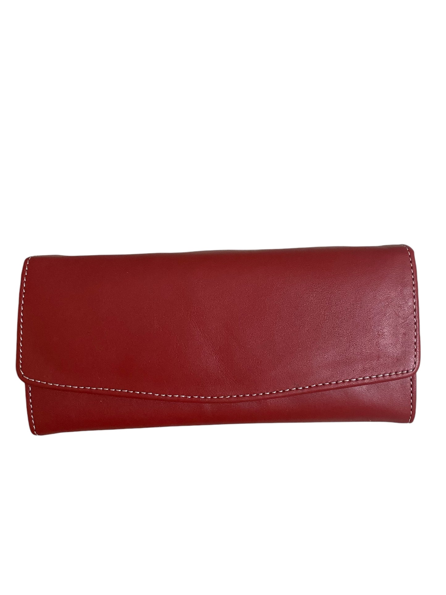 Leather stylish hand wallet for ladies - red berry