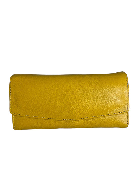 Leather stylish hand wallet for ladies - yellow