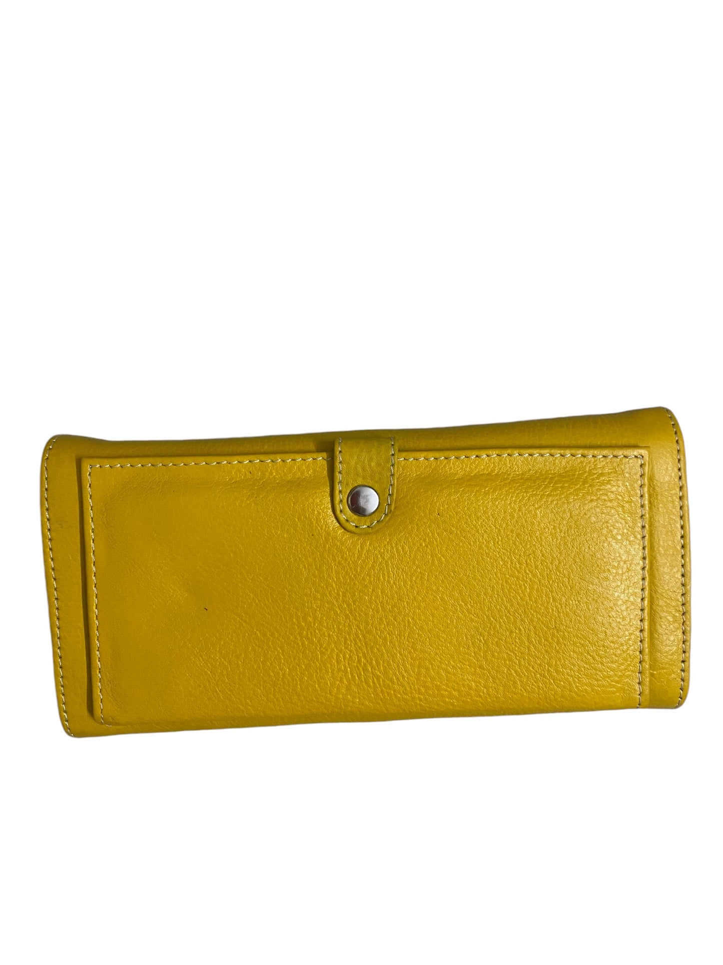 Leather stylish hand wallet for ladies - yellow