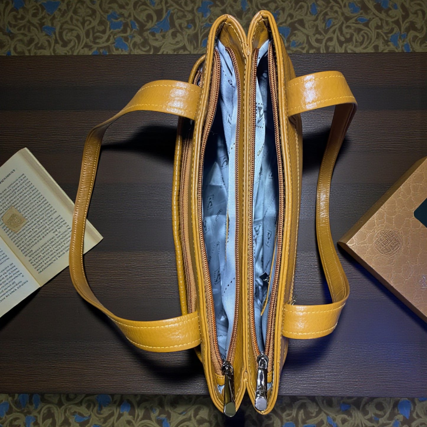 Women’s Leather Utility Tote Bag | Trendy Tan Brown Genuine Leather Handbag with Woven Front Design | Spacious & Durable with Dual Handles | Stylish Shoulder Bag for Daily & Office Use (Tan Brown)