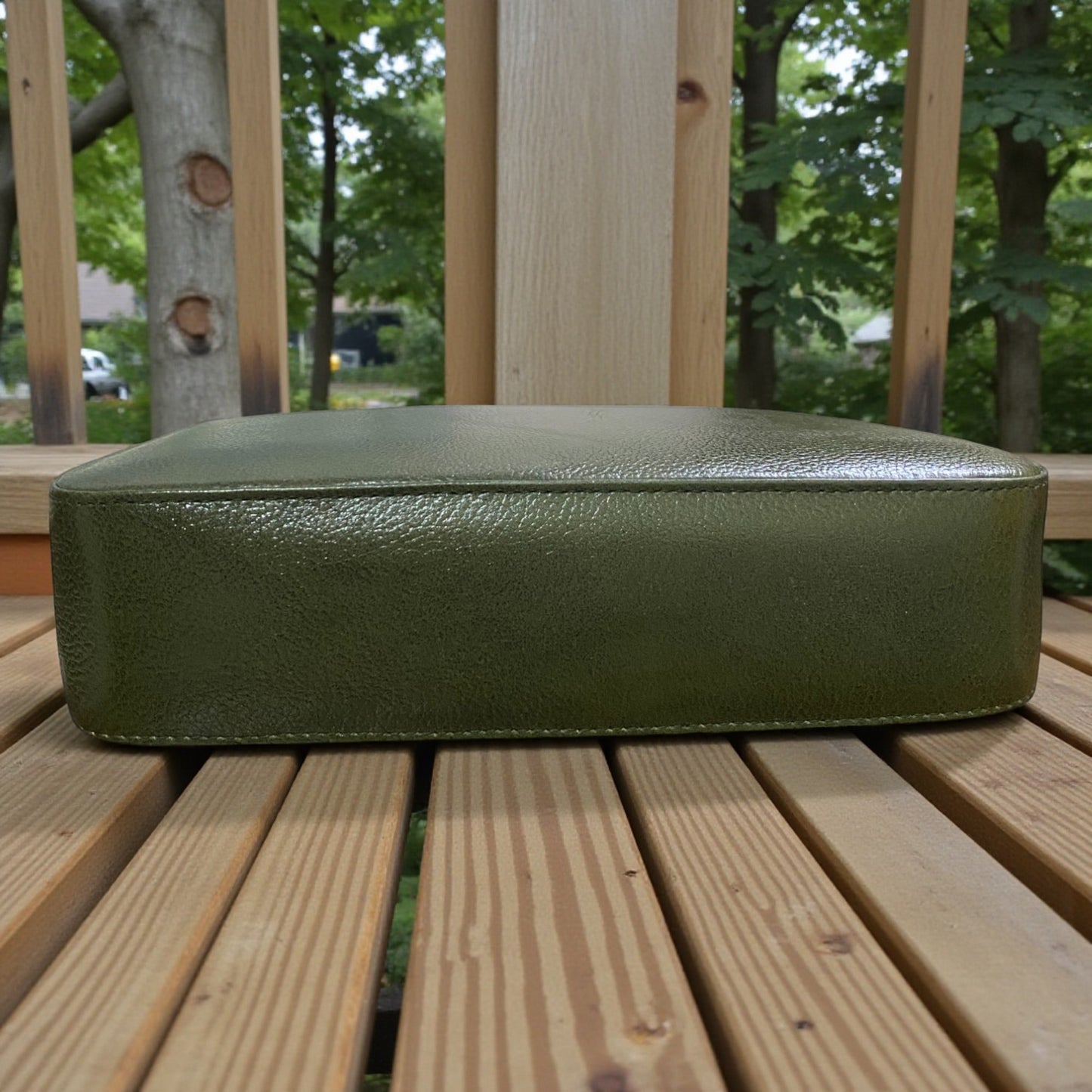 Women's Leather Shoulder Bag | Genuine Leather Baguette-Style Handbag with Gold-Tone Hardware | Slim Profile Purse with Single Strap for Daily & Formal Use | Elegant & Durable (Olive Green)