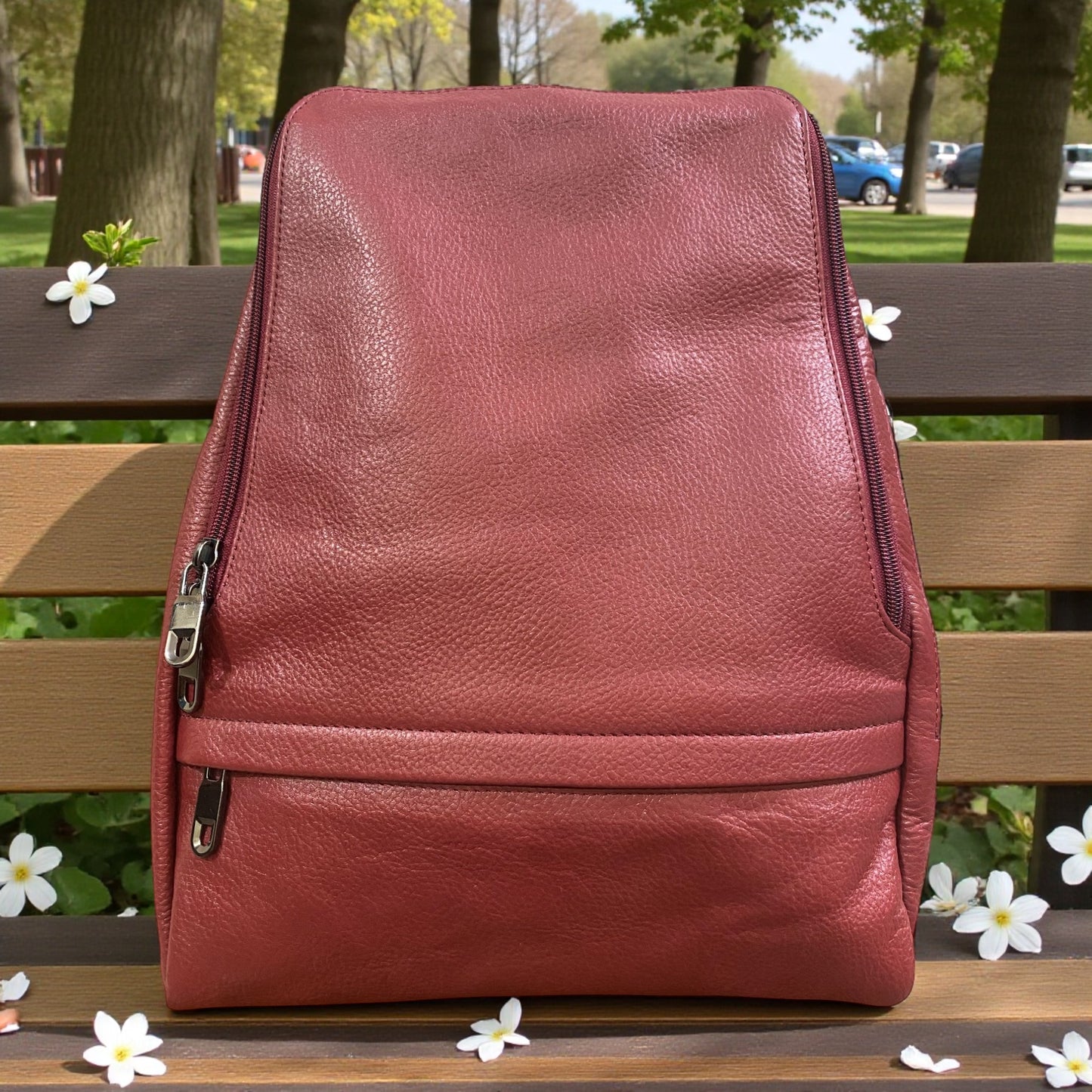 Stylish Women’s Leather Backpack | Genuine Leather Daypack with Multiple Zipper Compartments | Elegant, Lightweight & Durable Bag for Office, Travel, Shopping & Daily Use