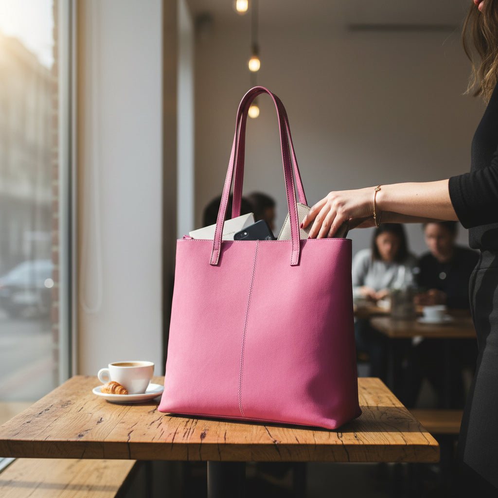 Large Capacity Daily Lifestyle Tote Bag - Modern Mauve with Dual Carry Handles (Pink)